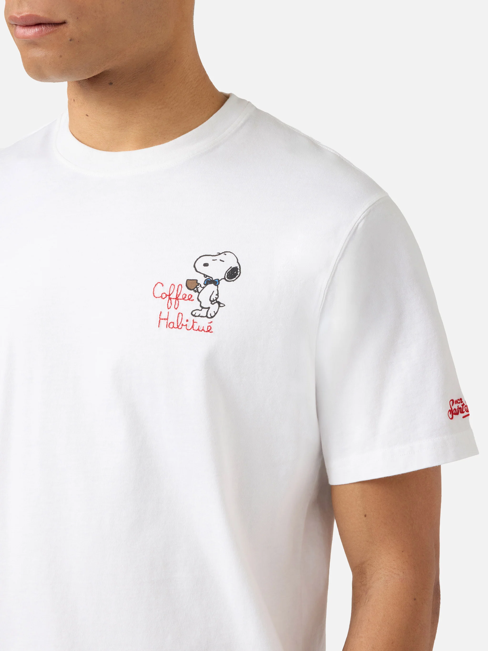 T-shirt Portofino bianca con ricamo Coffee Habitué | Special Edition - Image 2