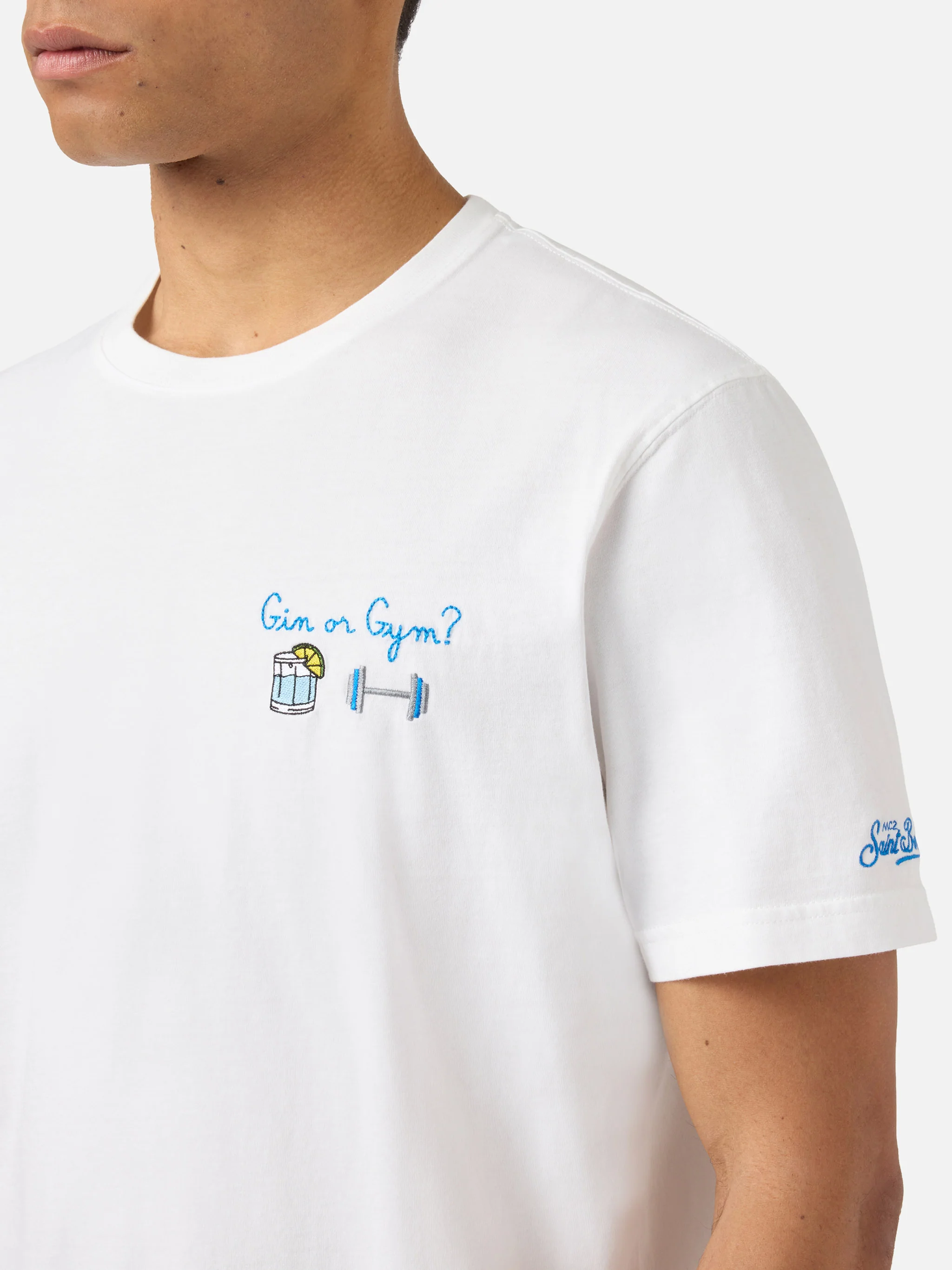T-shirt Portofino bianca con ricamo Gin Or Gym? - Image 2