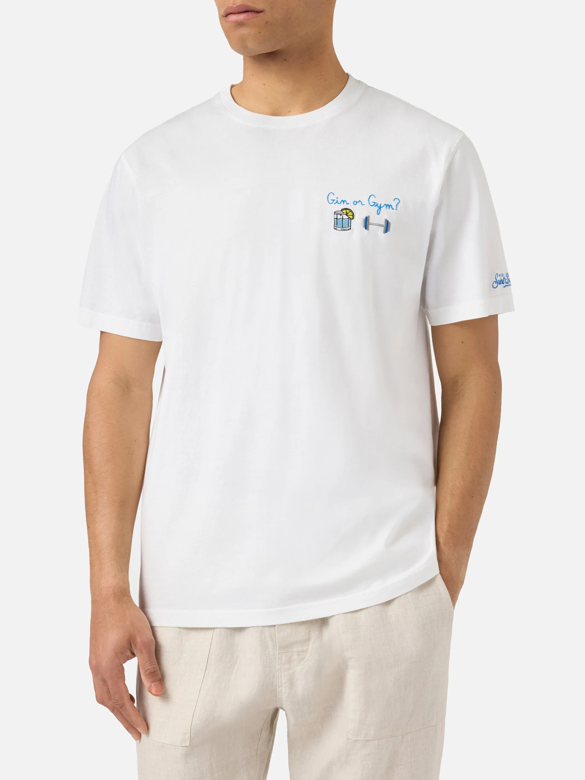T-shirt Portofino bianca con ricamo Gin Or Gym? - Image 3