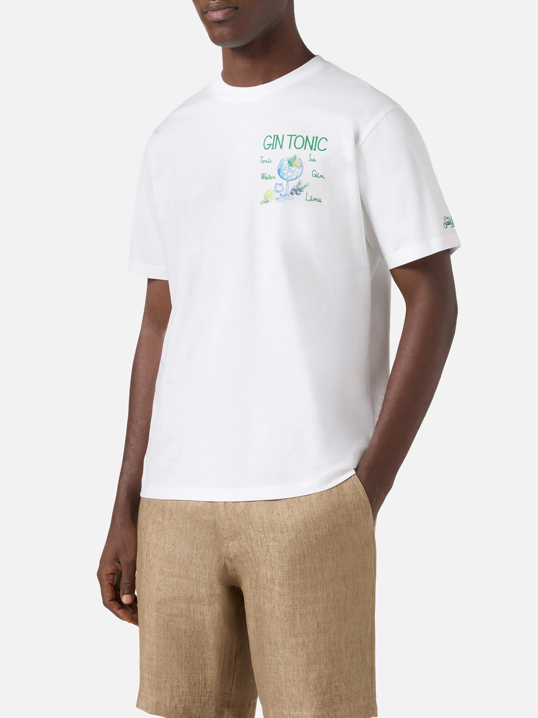 T-shirt Portofino bianca con ricamo Gin Tonic - Image 3