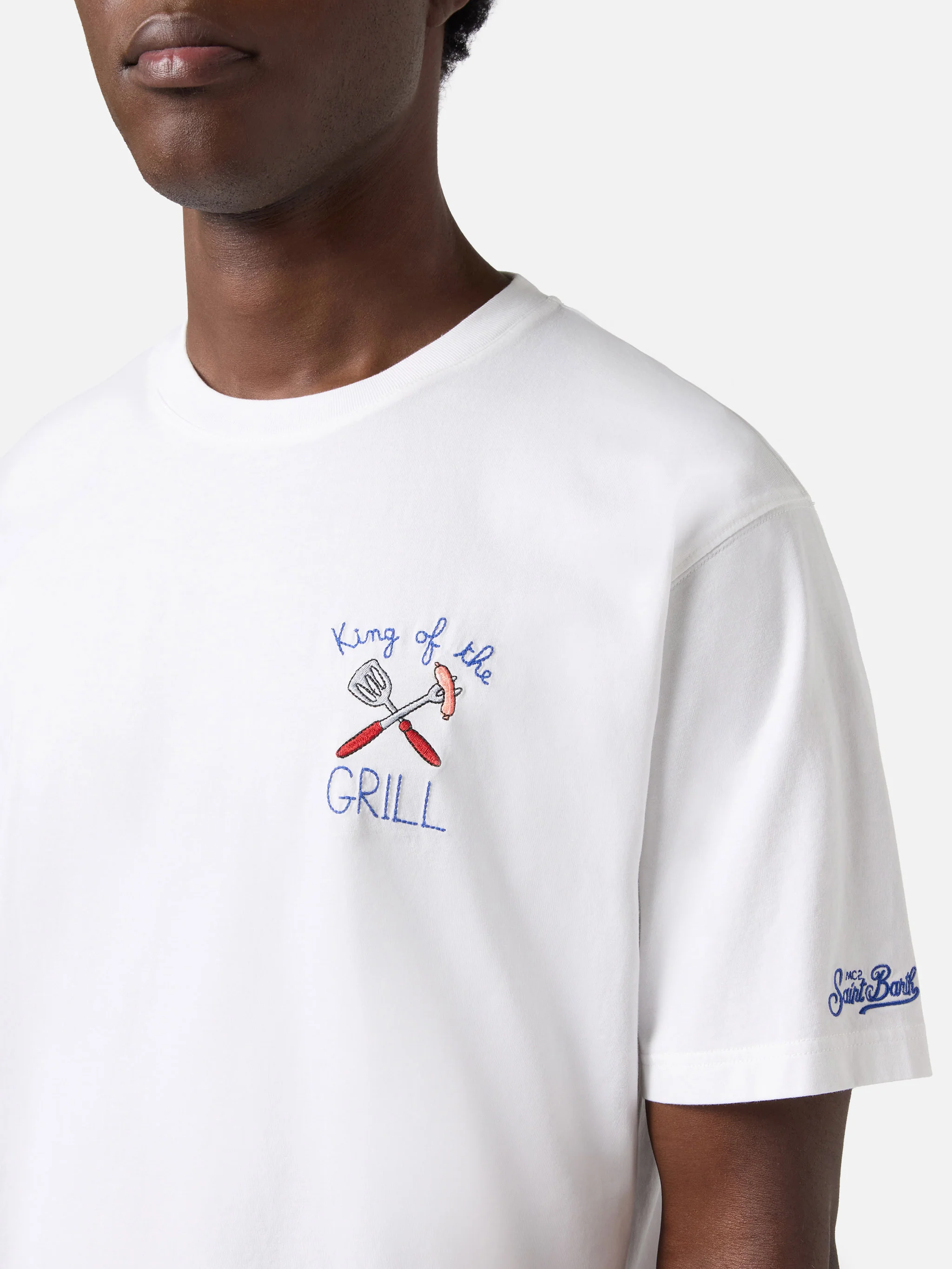 T-shirt Portofino bianca con ricamo King Of The Grill - Image 2
