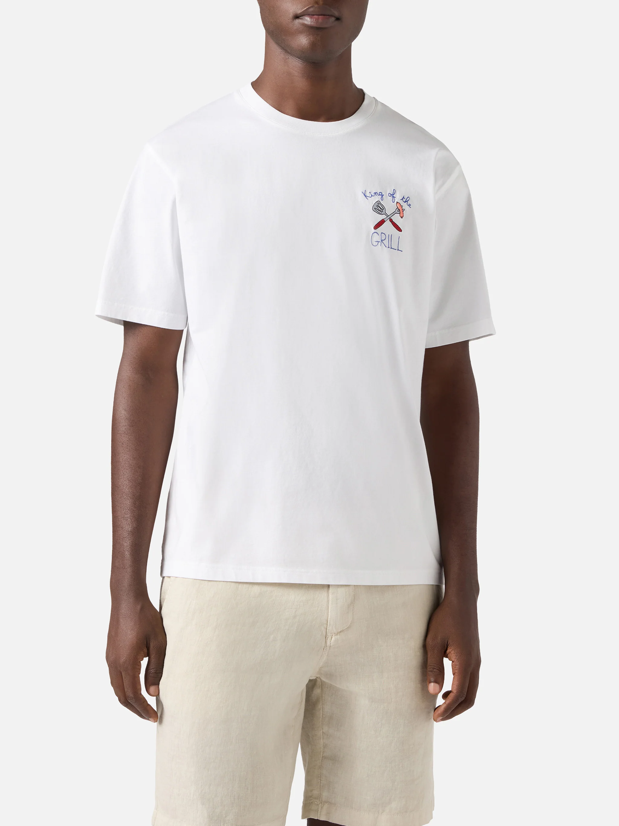 T-shirt Portofino bianca con ricamo King Of The Grill - Image 3
