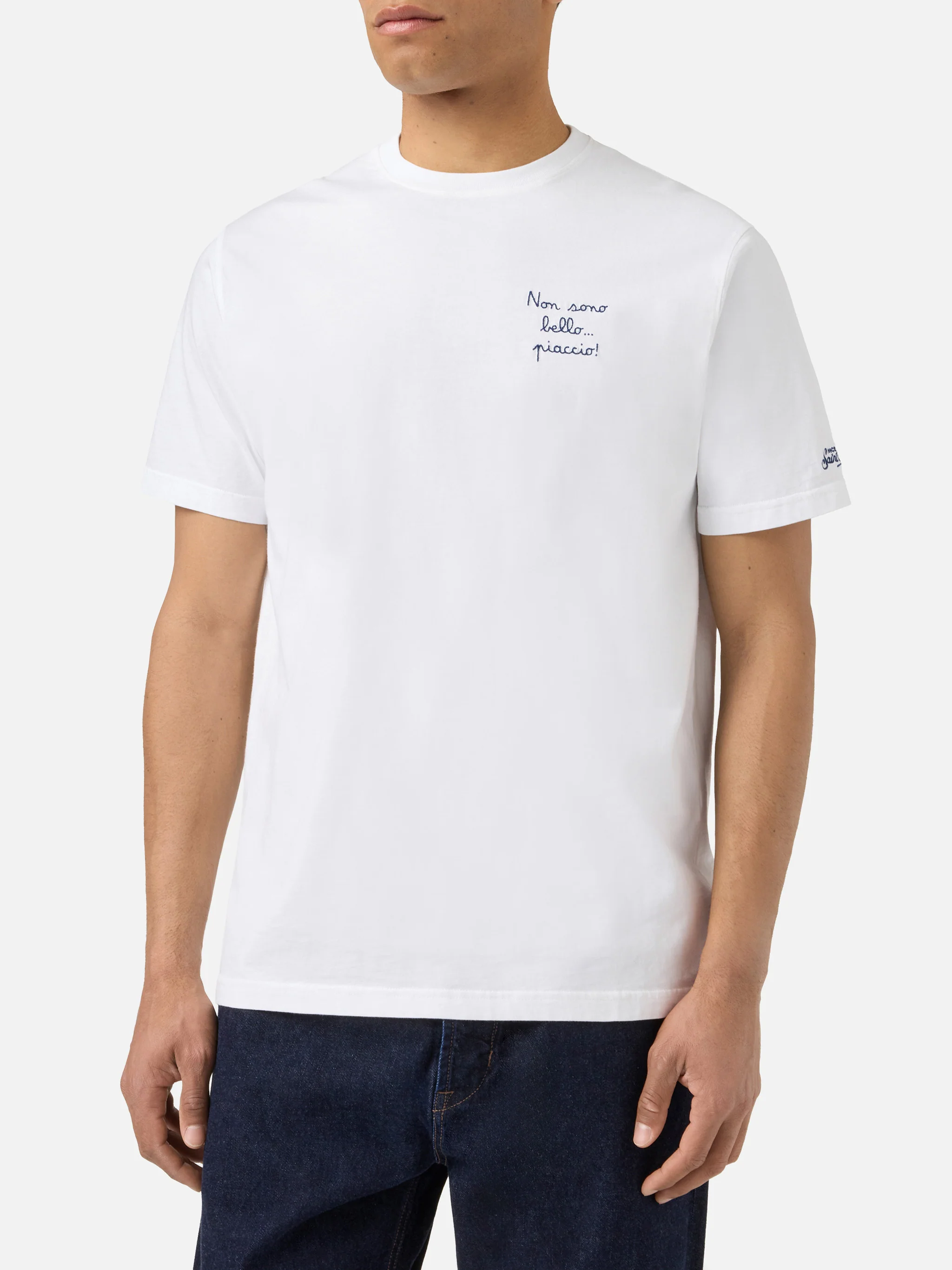 T-shirt Portofino bianca con ricamo Non Sono Bello Piaccio! - Image 3