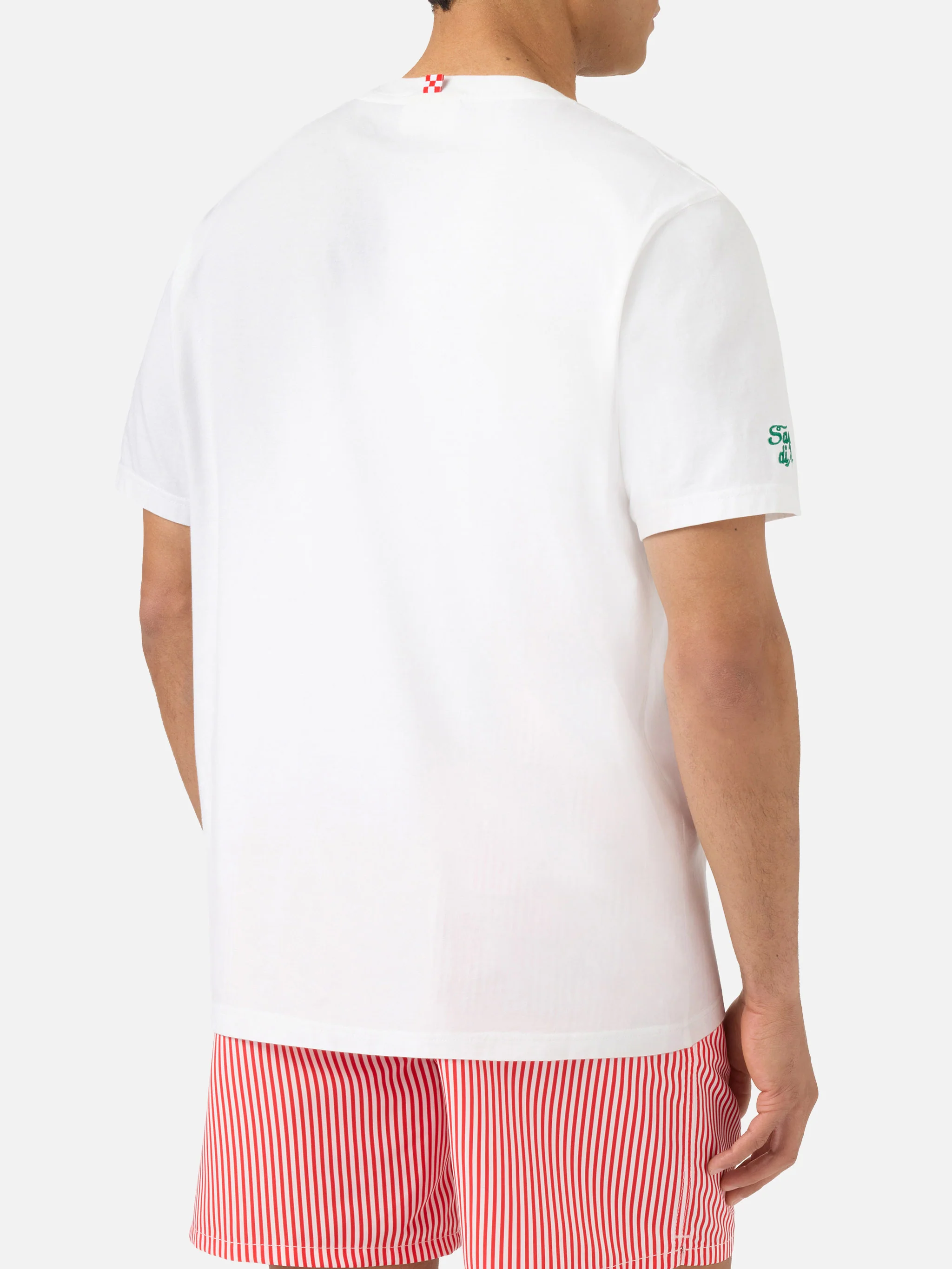 T-shirt Portofino bianca con ricamo Pizza Fredda Birra Calda - Image 4