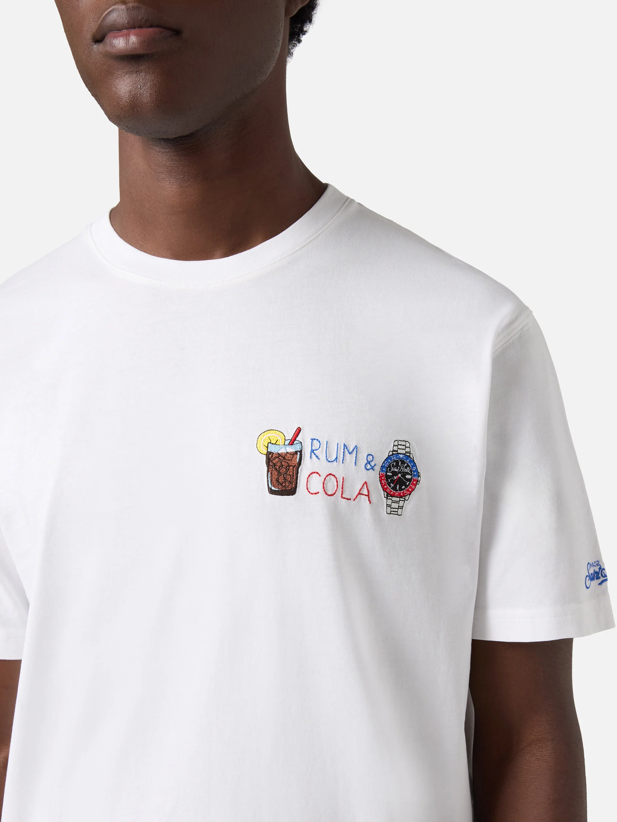 T-shirt Portofino bianca con ricamo Rum E Cola - Image 2