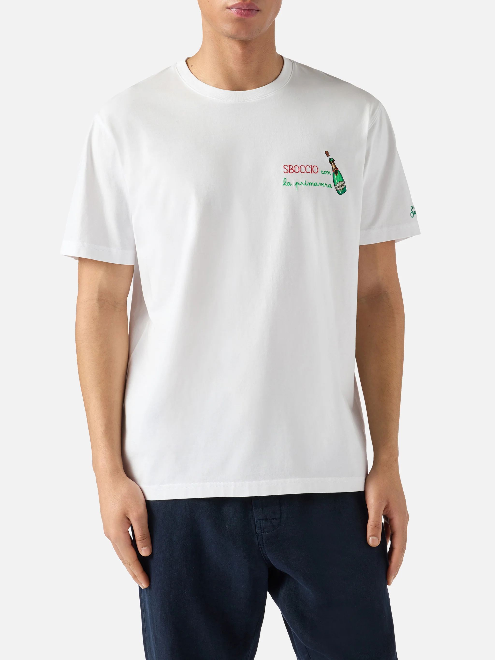 T-shirt Portofino bianca con ricamo Sboccio Con La Primavera - Image 3