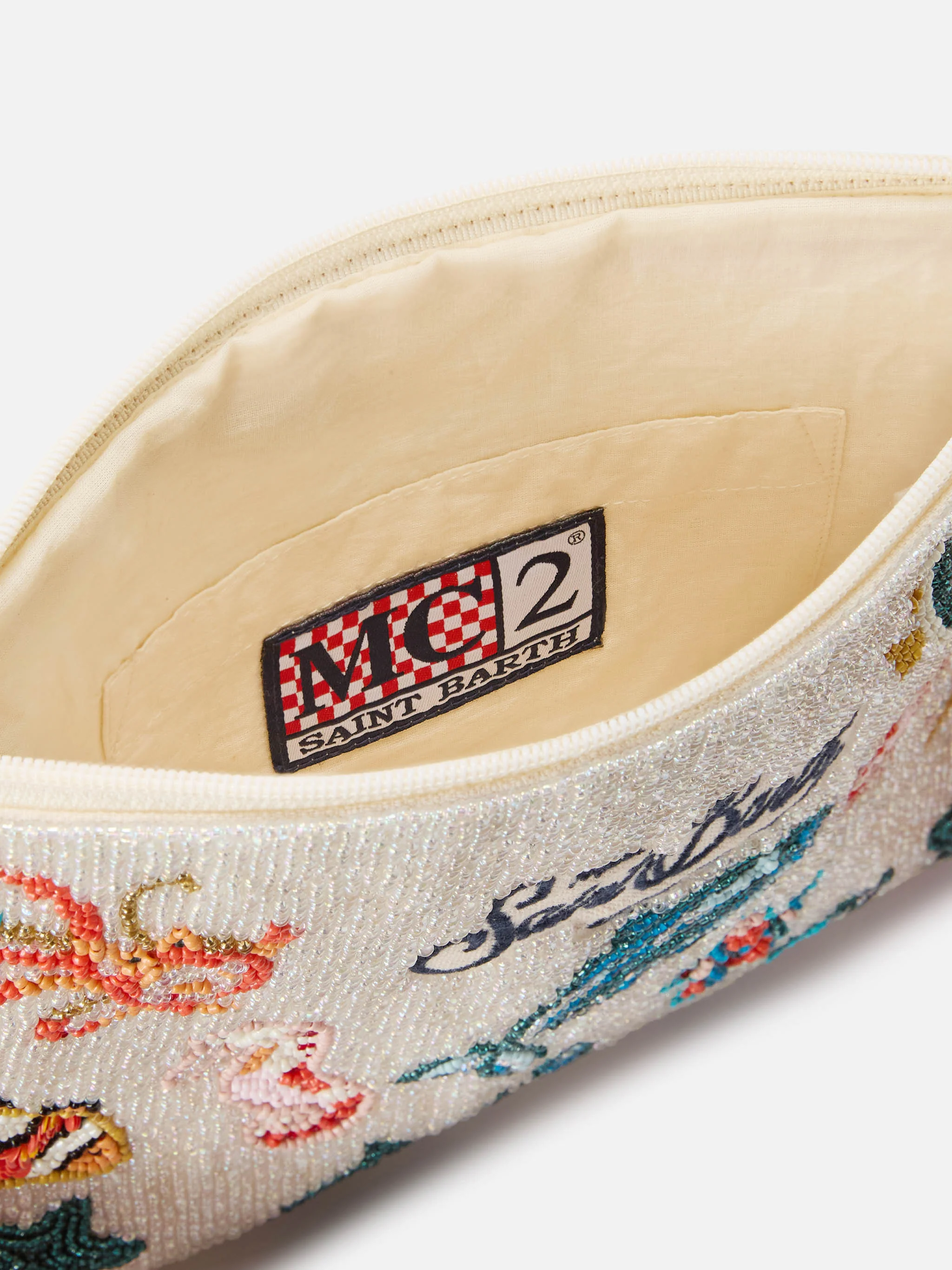 Pouch Pearl bianca con motivi marini in perline - Image 5