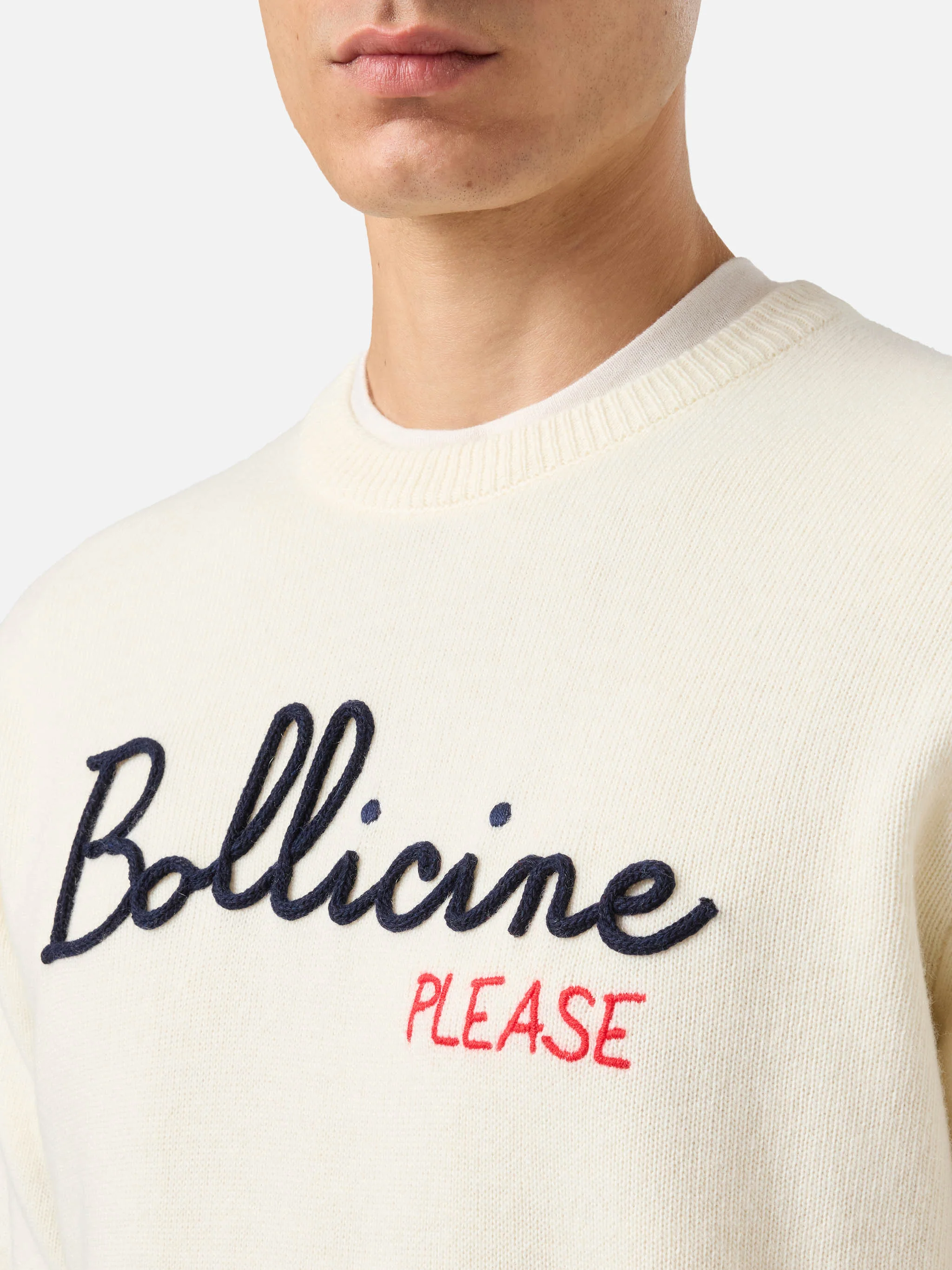 Maglione in misto cashmere Heron con ricamo Bollicine, please! - Image 2