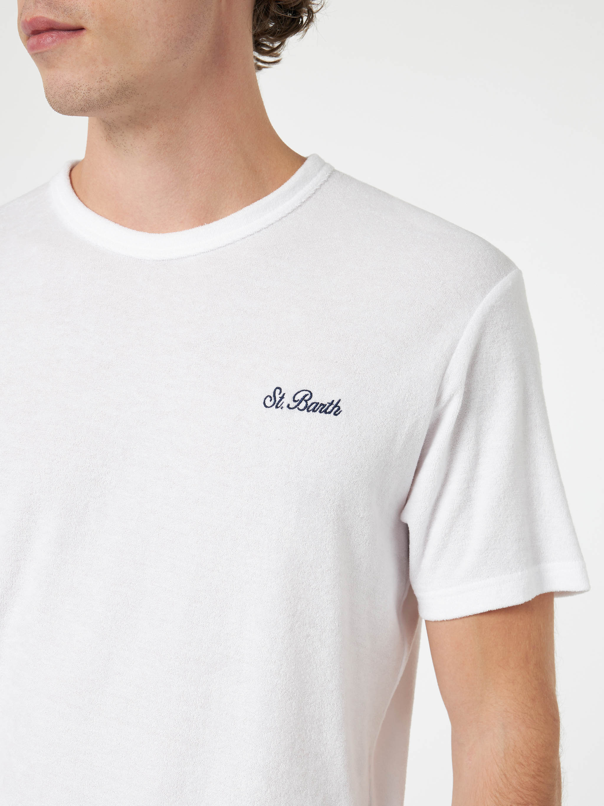 Tshirt in spugna bianca Gary con ricamo St. Barth - Image 2
