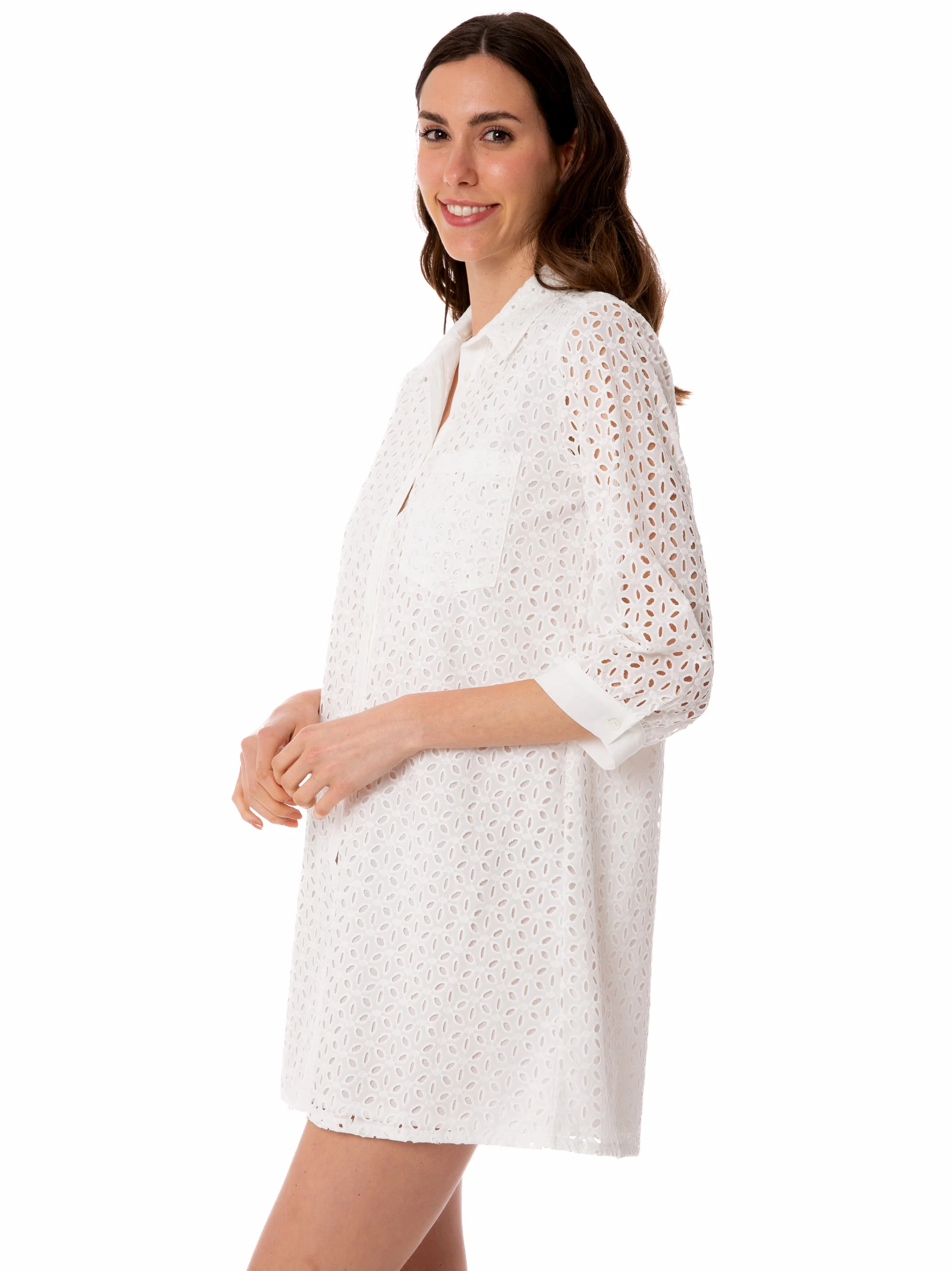 Abito chemisier Helena Embry in sangallo bianco - Image 3