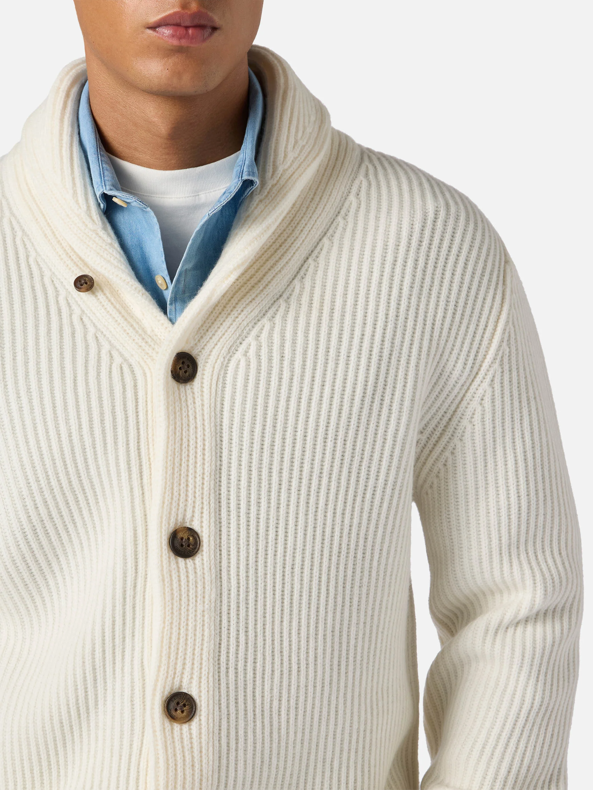 Cardigan Glasgow in pura lana bianco - Image 2