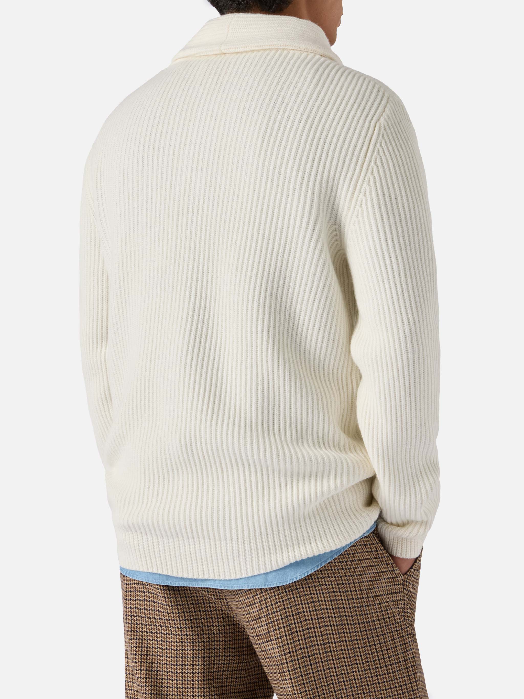 Cardigan Glasgow in pura lana bianco - Image 3