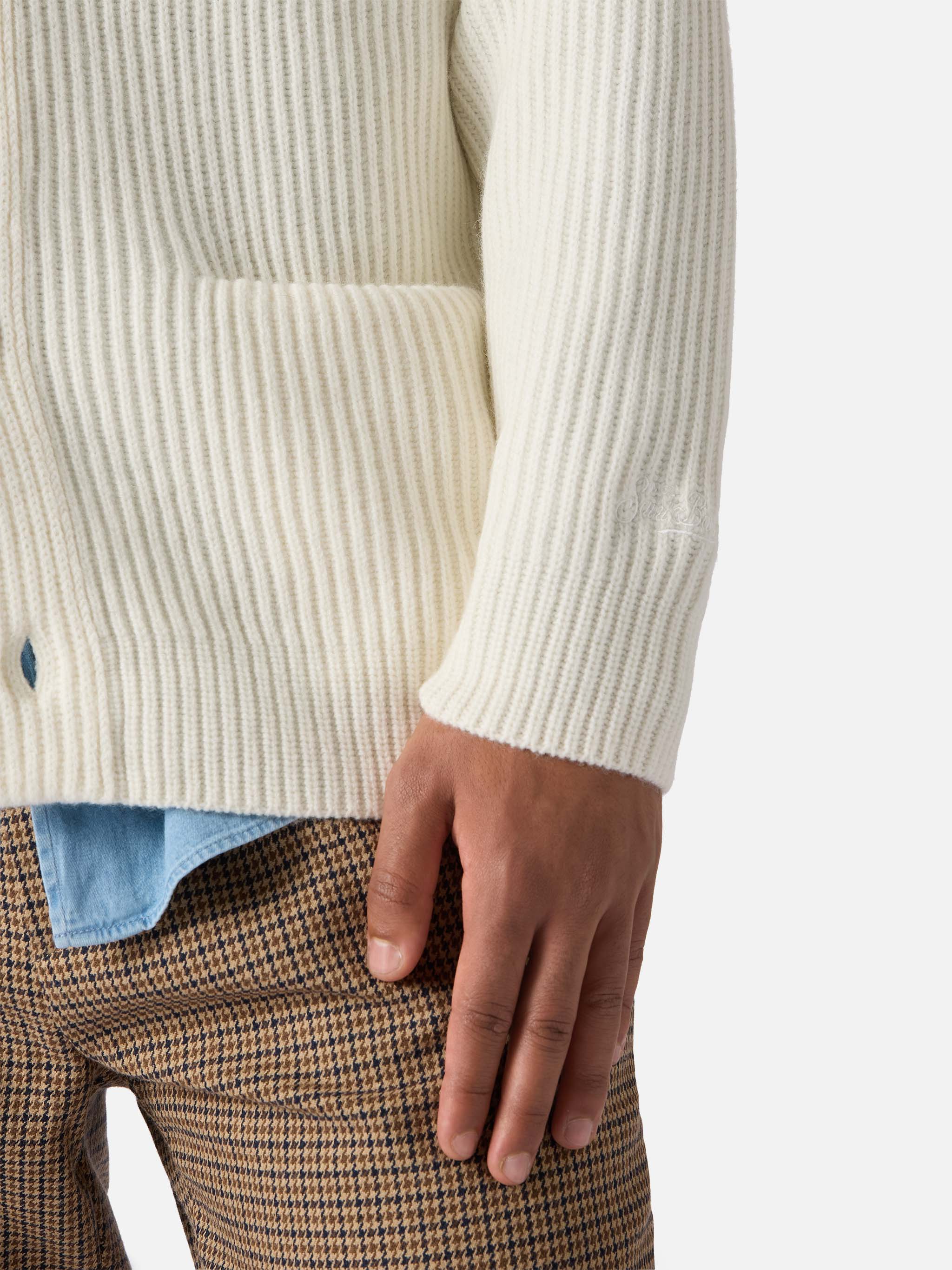 Cardigan Glasgow in pura lana bianco - Image 4
