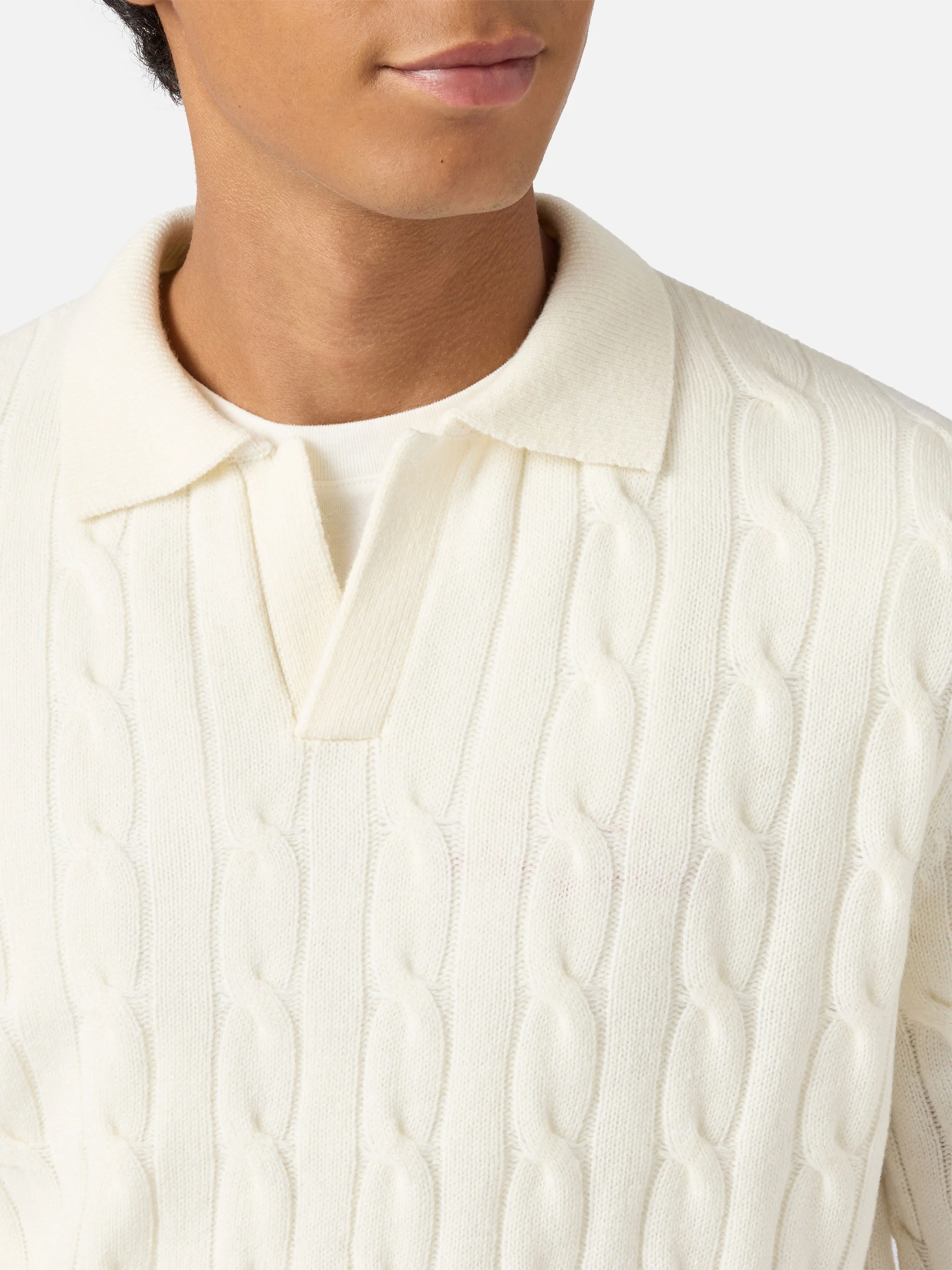 Polo in maglia Downing in lana bianco - Image 2