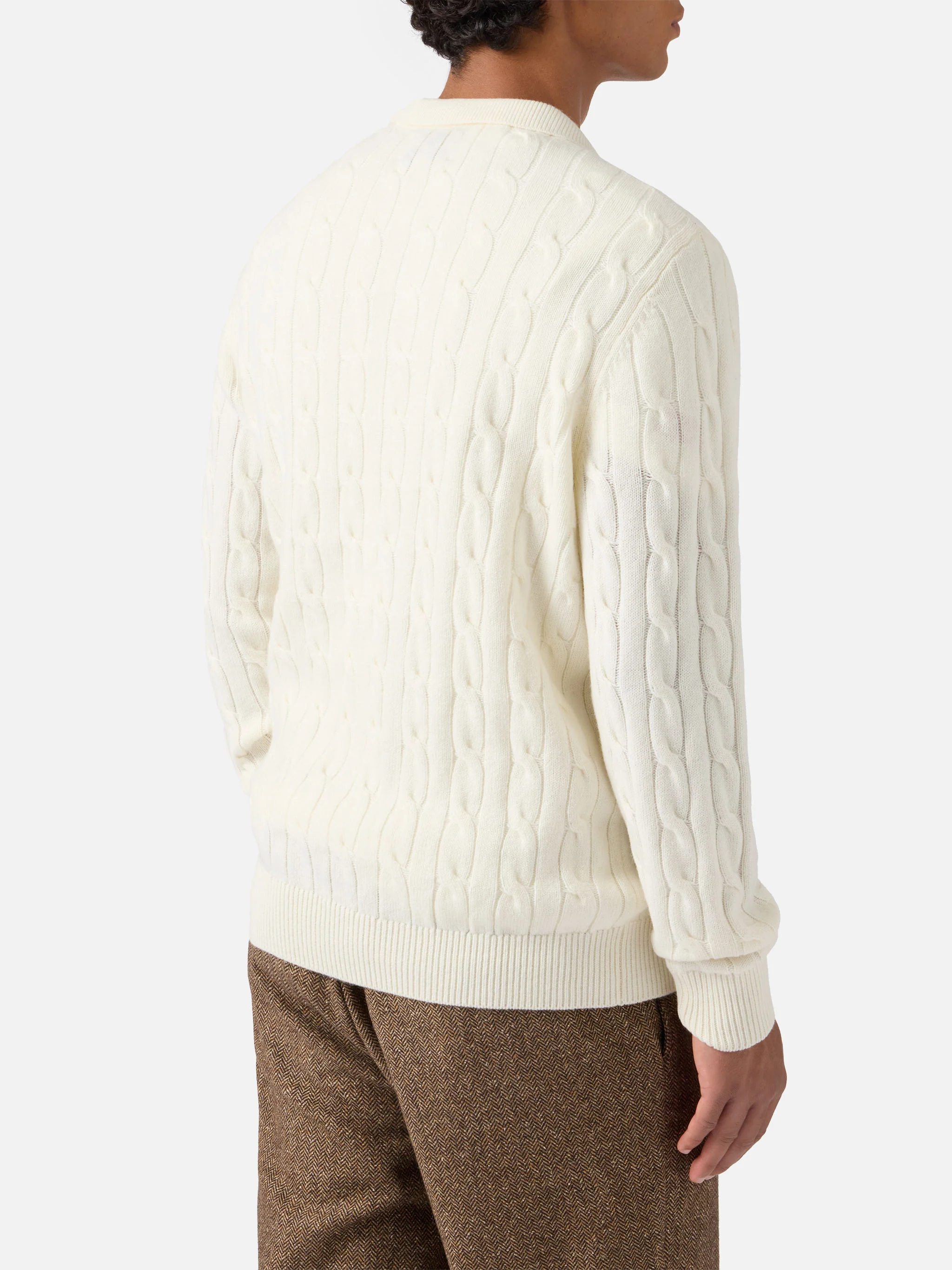 Polo in maglia Downing in lana bianco - Image 3