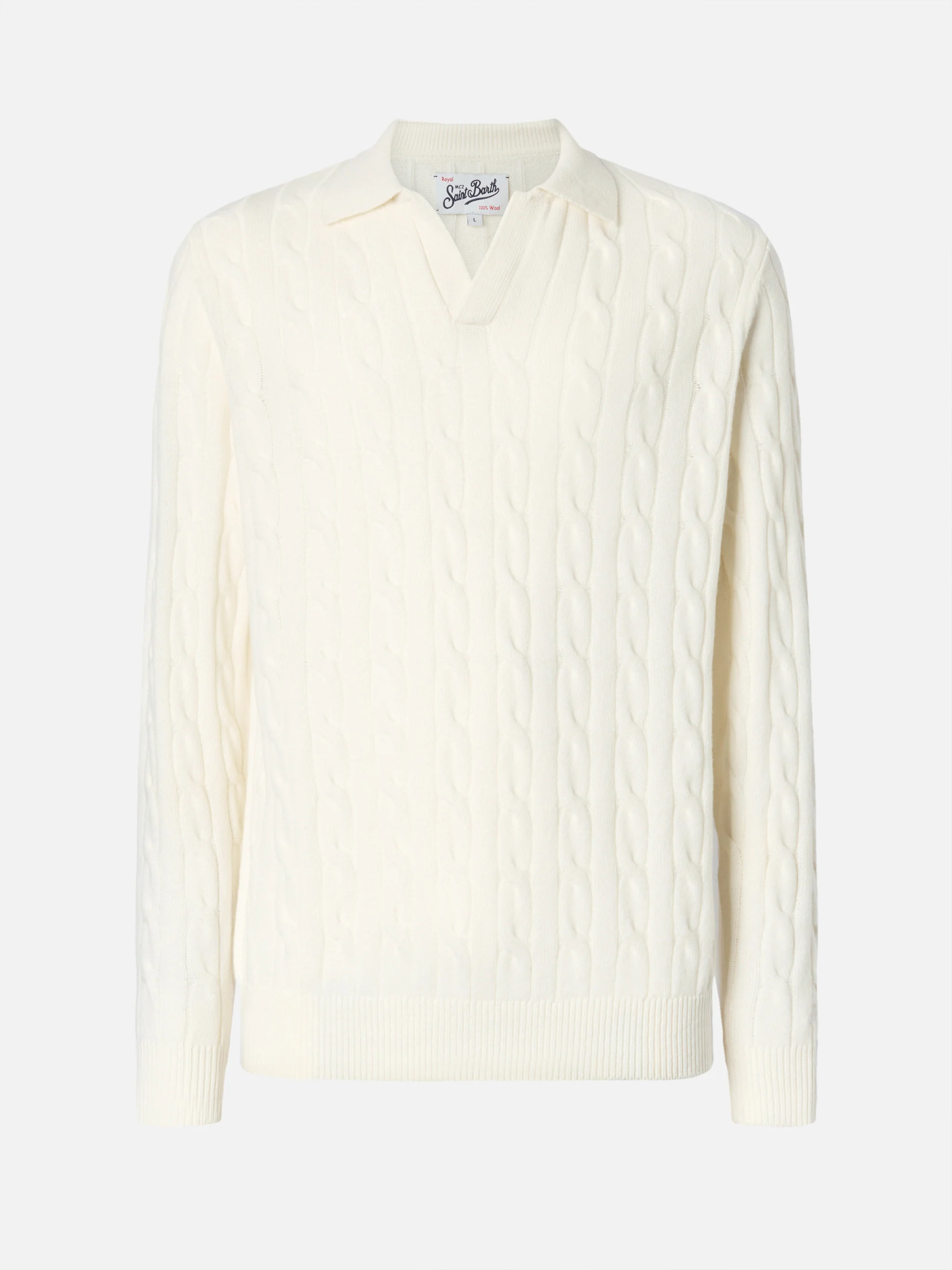 Polo in maglia Downing in lana bianco - Image 5