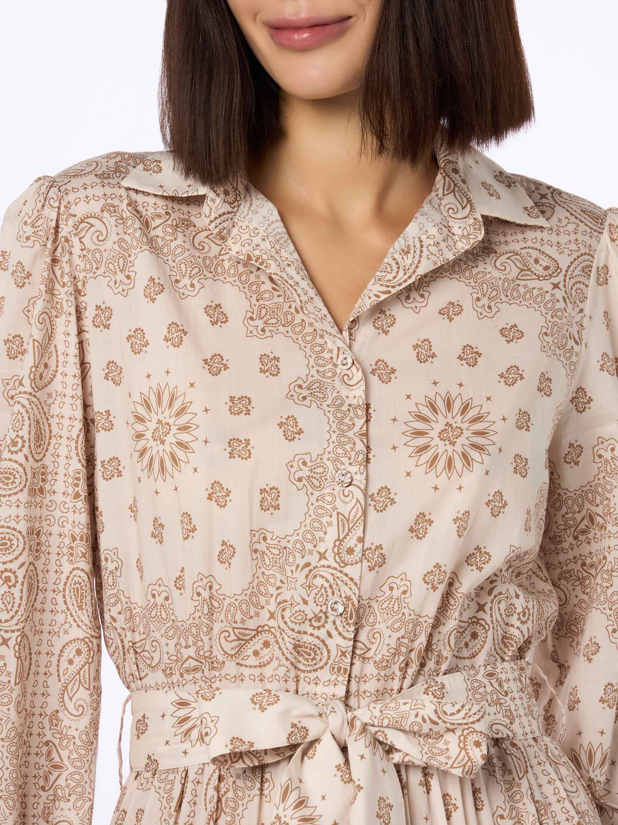 Abito Jensen in cotone beige con fantasia bandana - Image 3