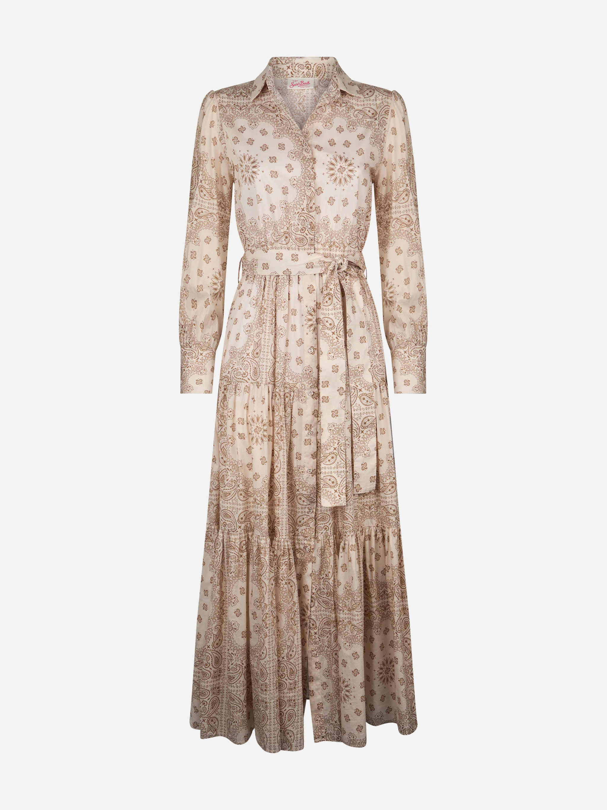 Abito Jensen in cotone beige con fantasia bandana - Image 4