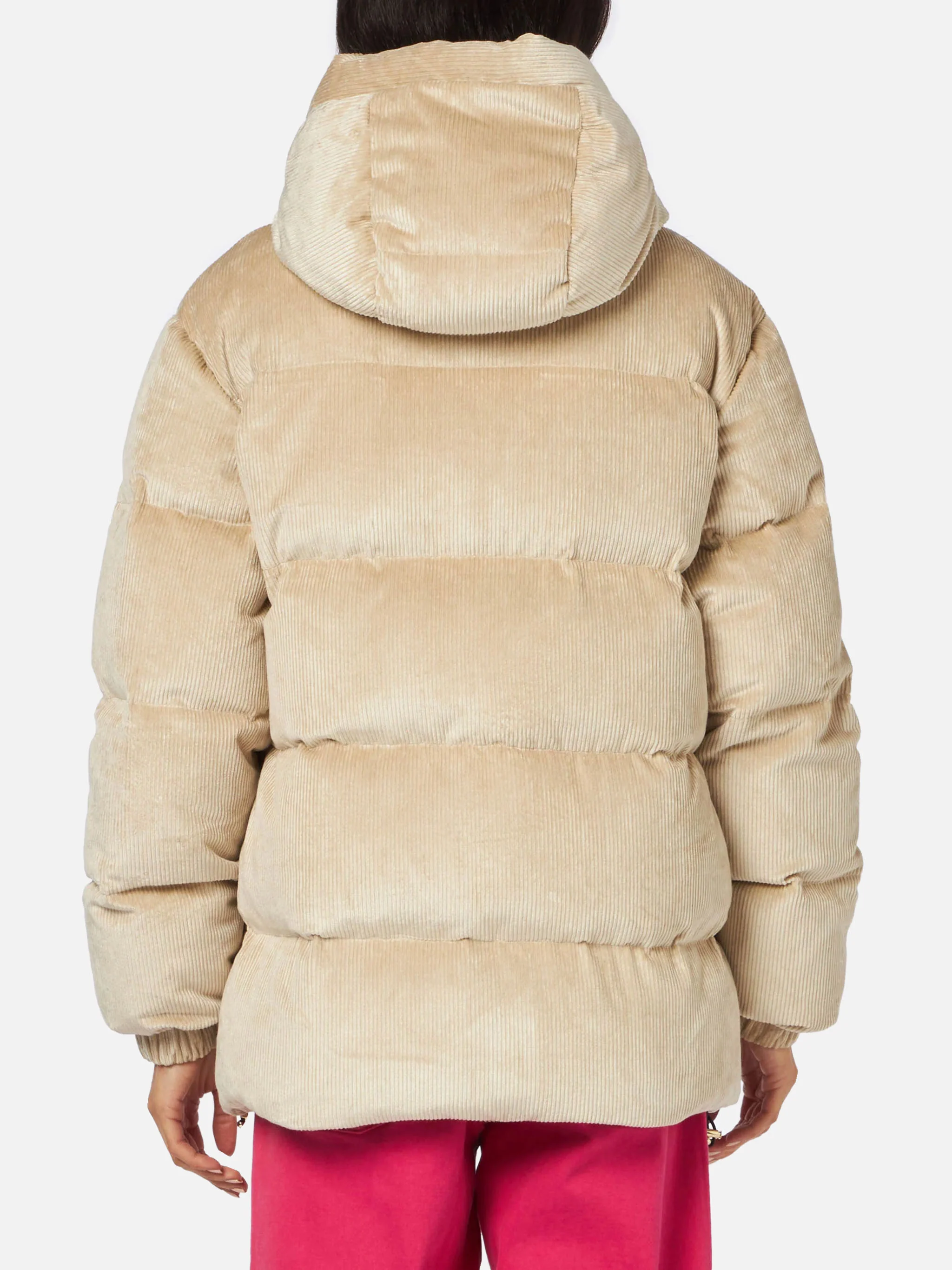 Piumino Geneve in velluto a coste beige con cappuccio - Image 2