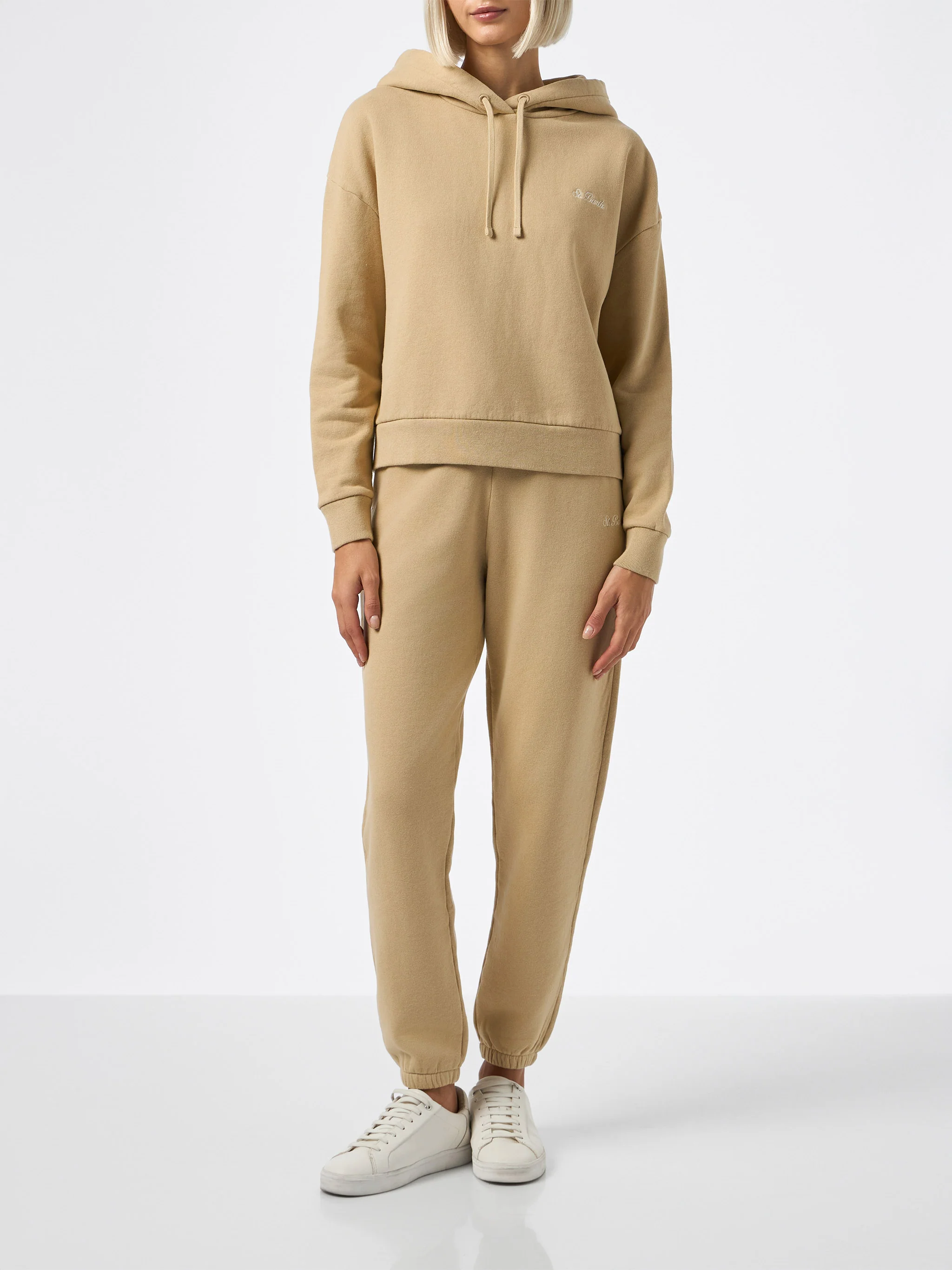 Pantaloni Odalys in felpa di cotone beige - Image 3
