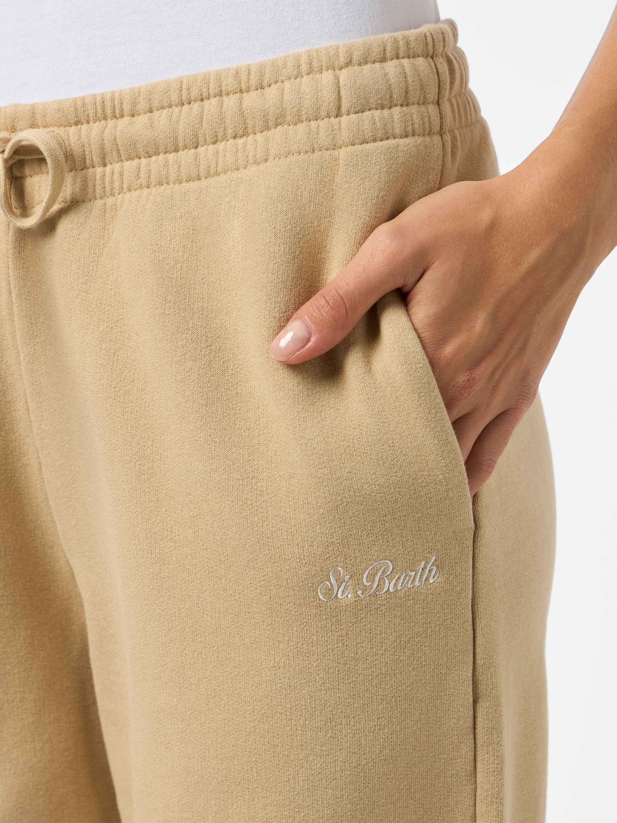 Pantaloni Odalys in felpa di cotone beige - Image 5