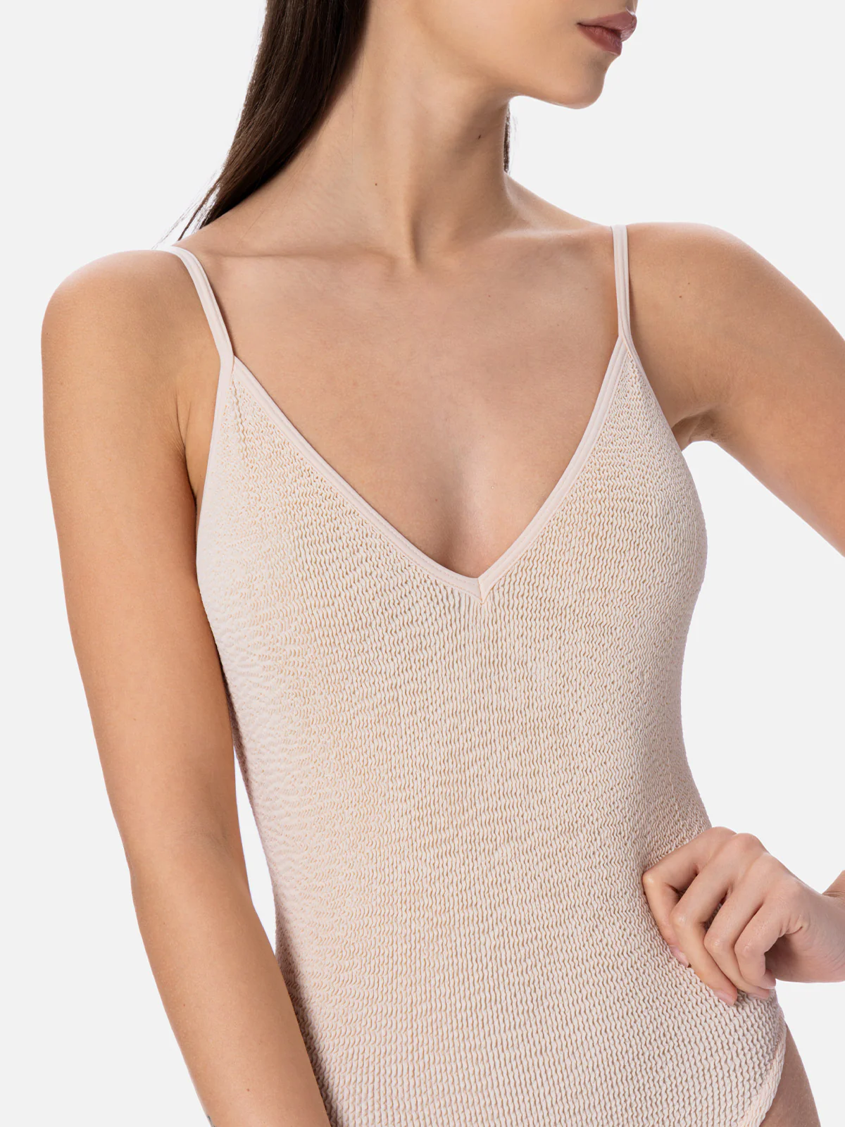 Costume intero Susanne in crinkle beige - Image 3