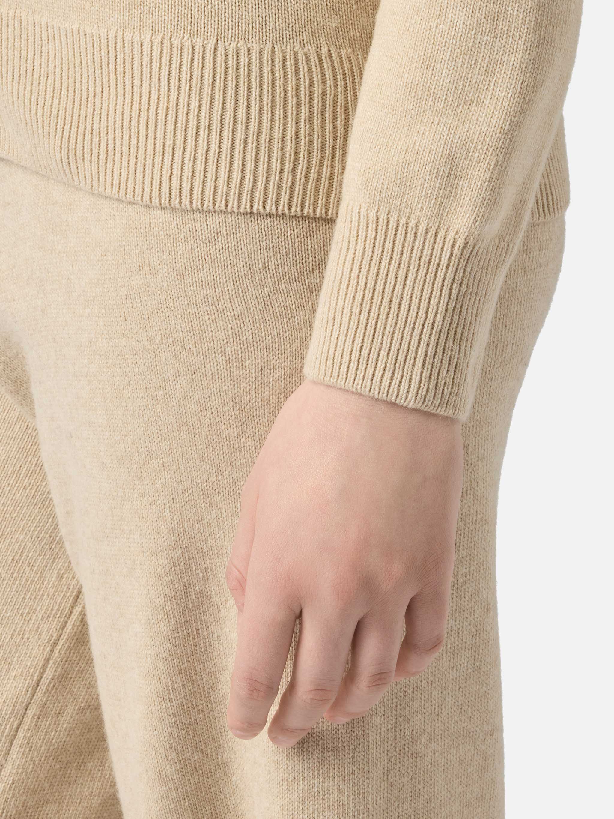 Maglione Eze in misto cashmere beige con collo polo - Image 4