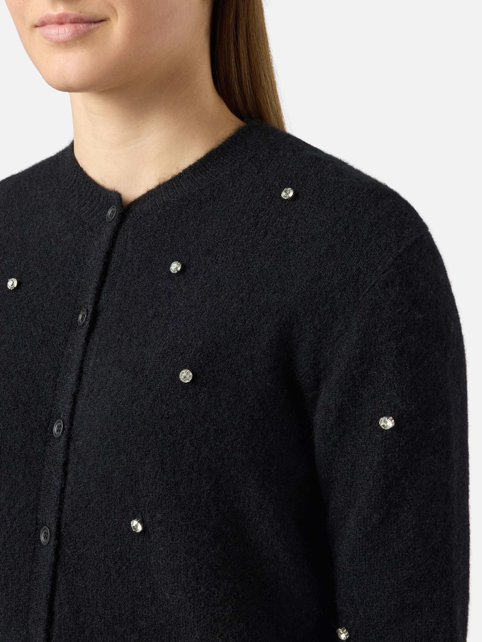 Cardigan Bellamy nero con strass - Image 2