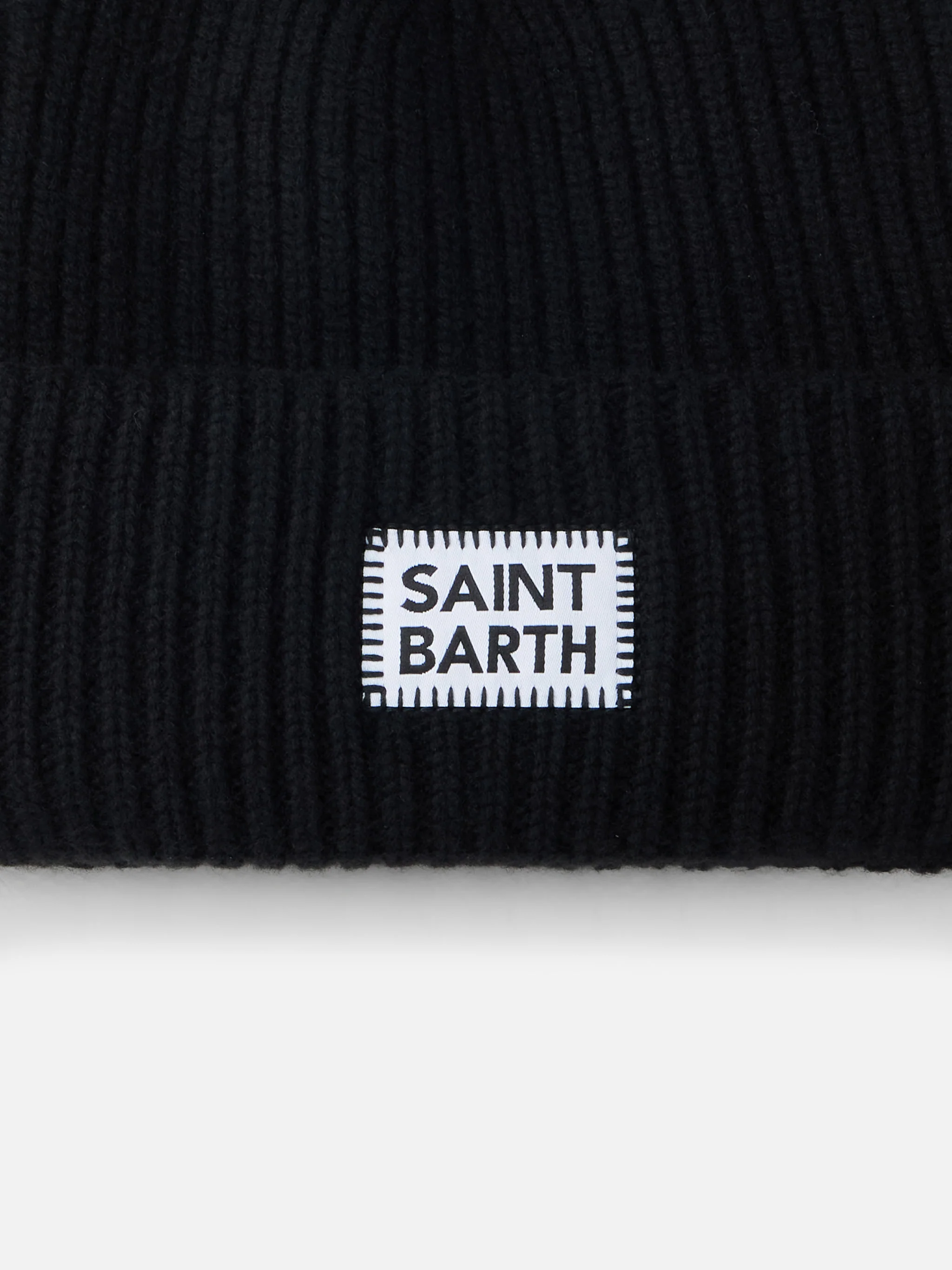 Berretto nero a coste Berry con patch Saint Barth - Image 3