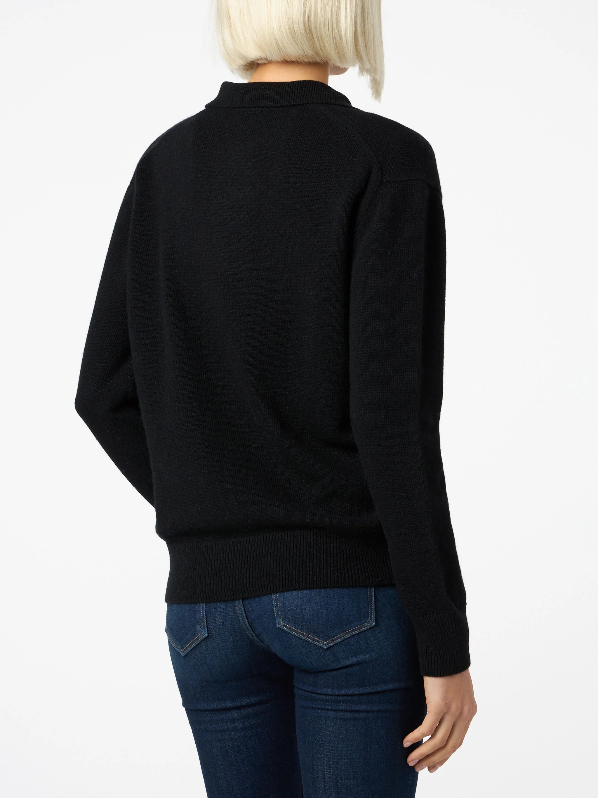 Maglia Eze in misto cashmere nero con colletto polo - Image 4