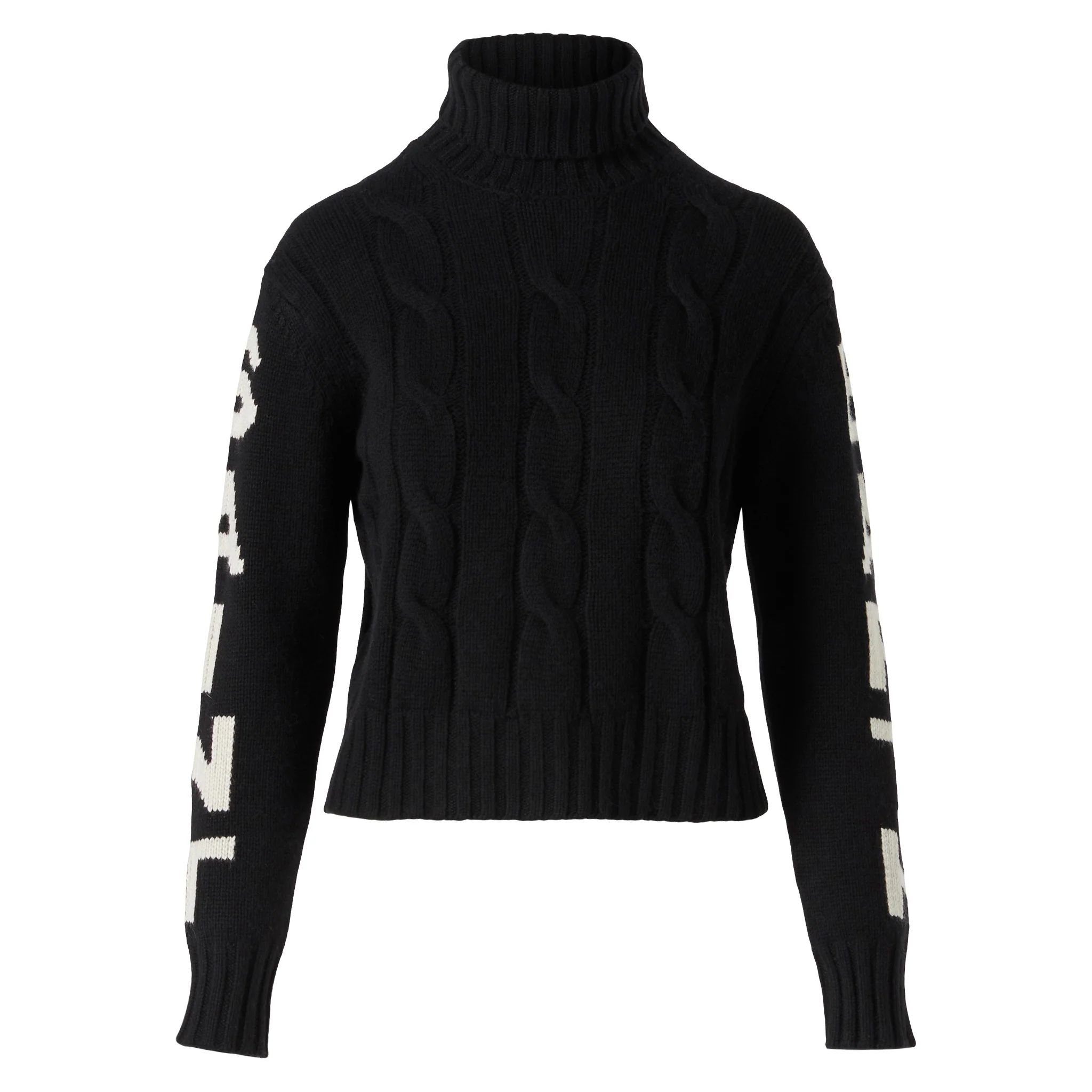 Maglione Adler a collo alto intrecciato nero con jacquard Saint Barth - Image 4
