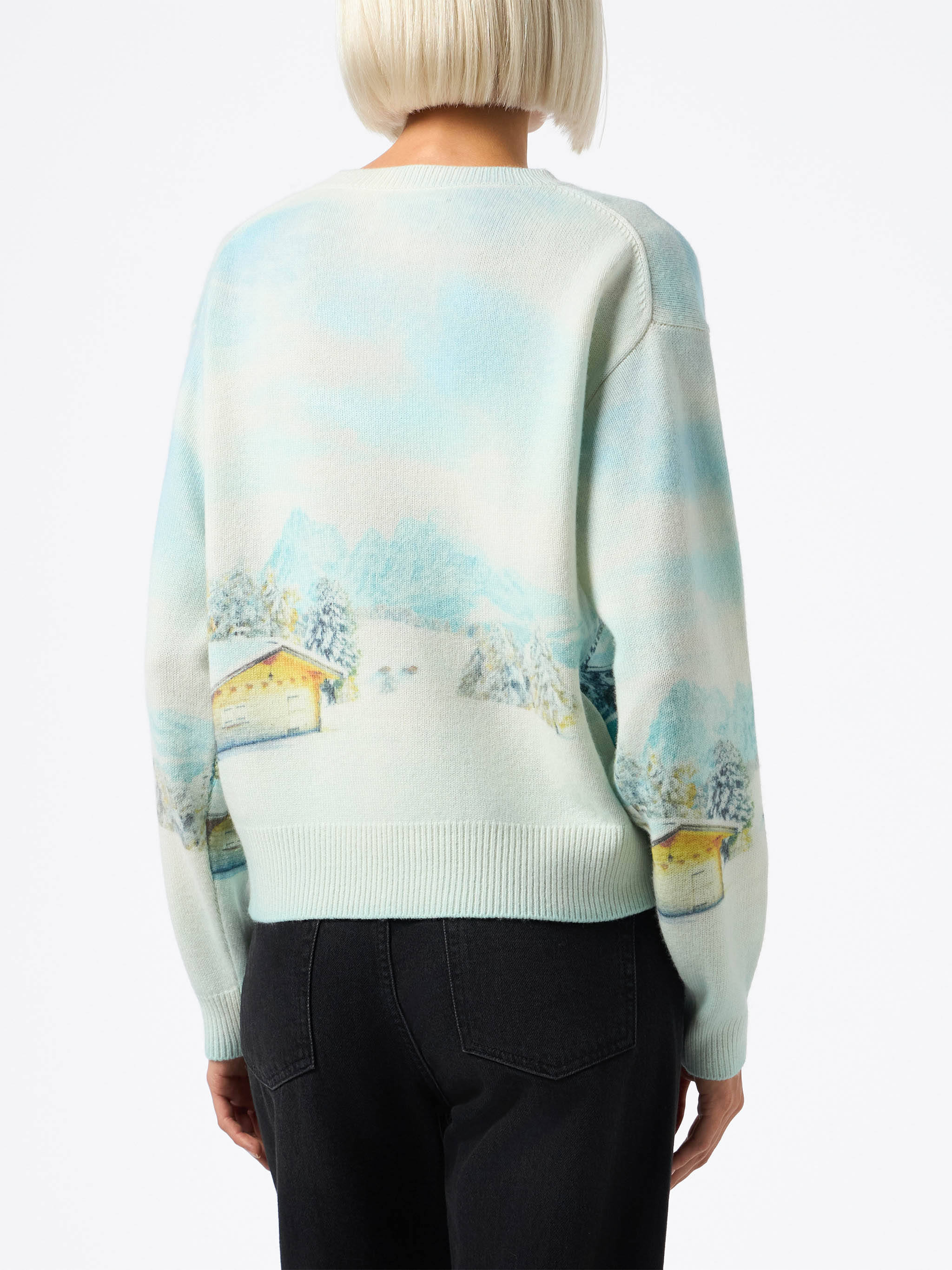 Maglia Louise in misto cashmere con stampa chalet e ricamo - Image 2