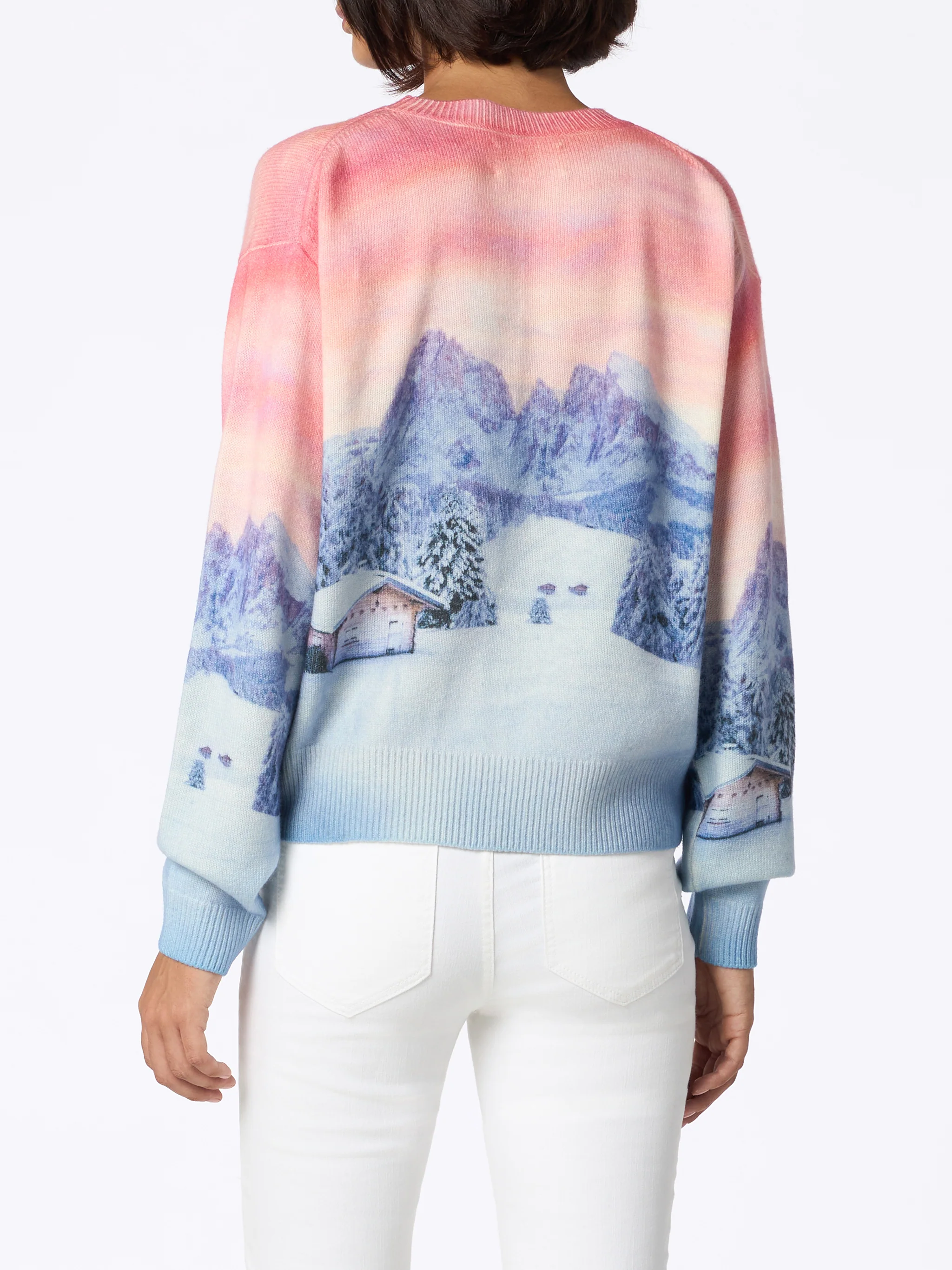 Maglia Louise in misto cashmere con stampa chalet sunset - Image 2