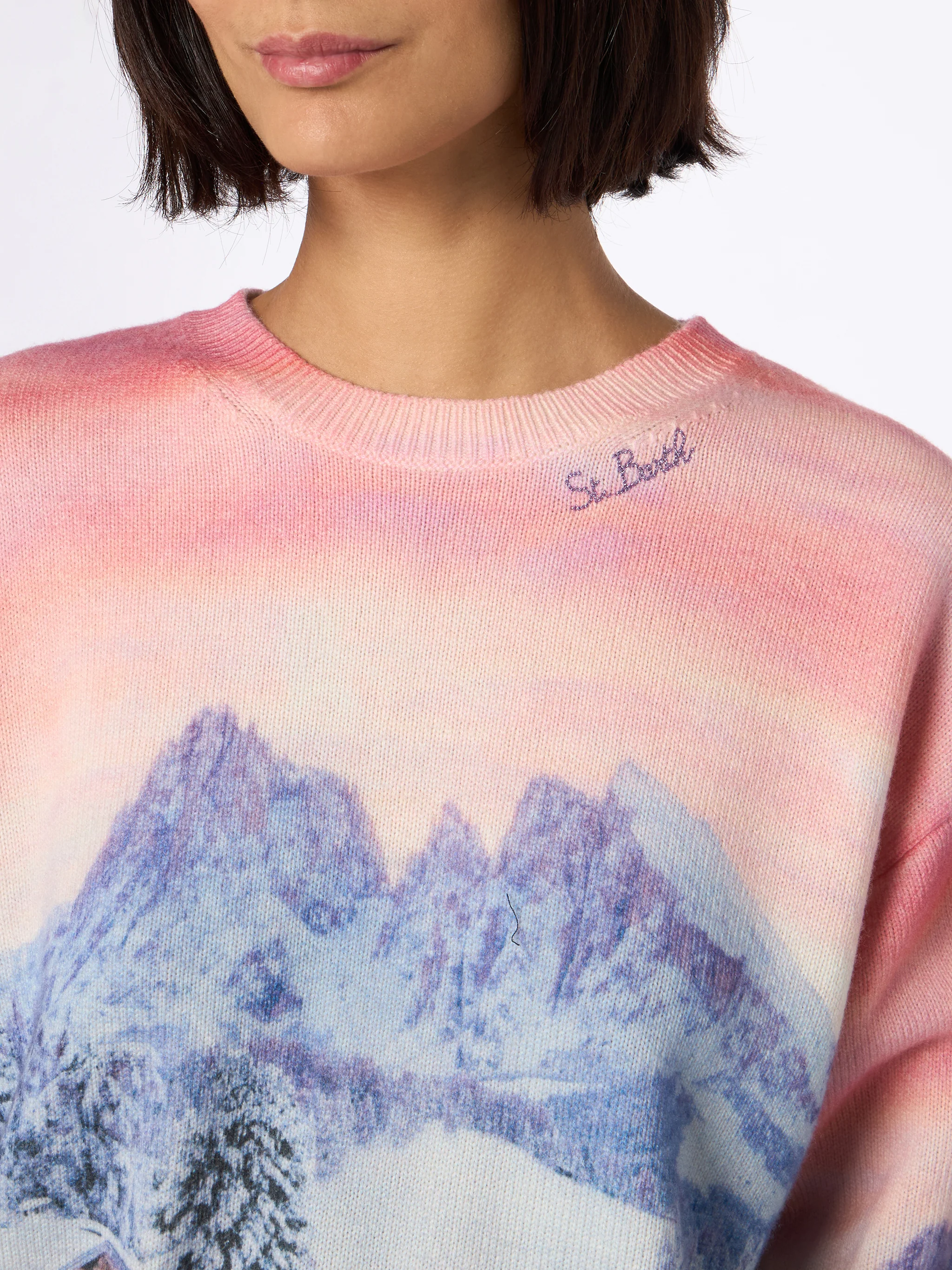 Maglia Louise in misto cashmere con stampa chalet sunset - Image 4