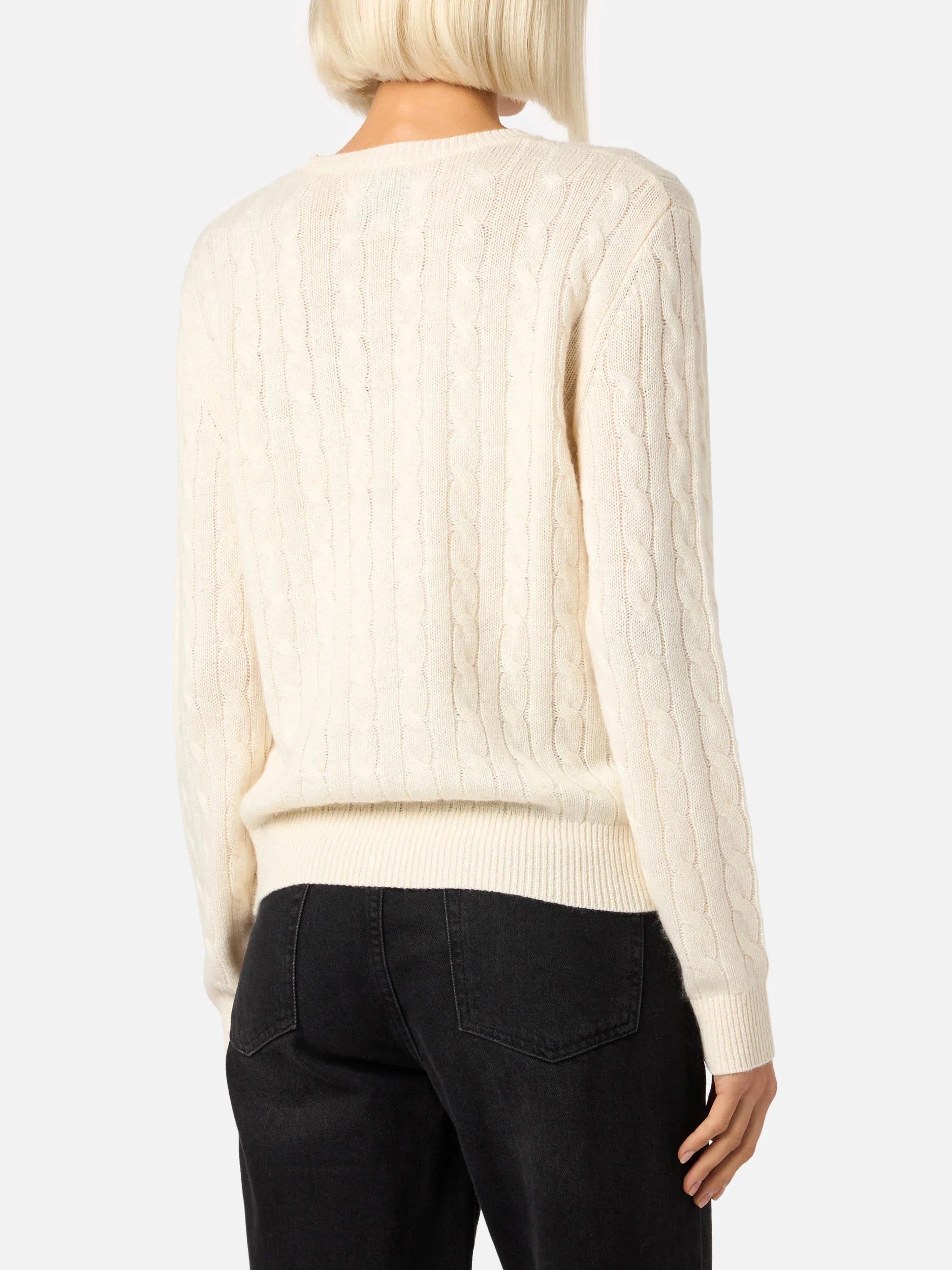 Maglia Sorbonne in misto cashmere bianco panna - Image 2