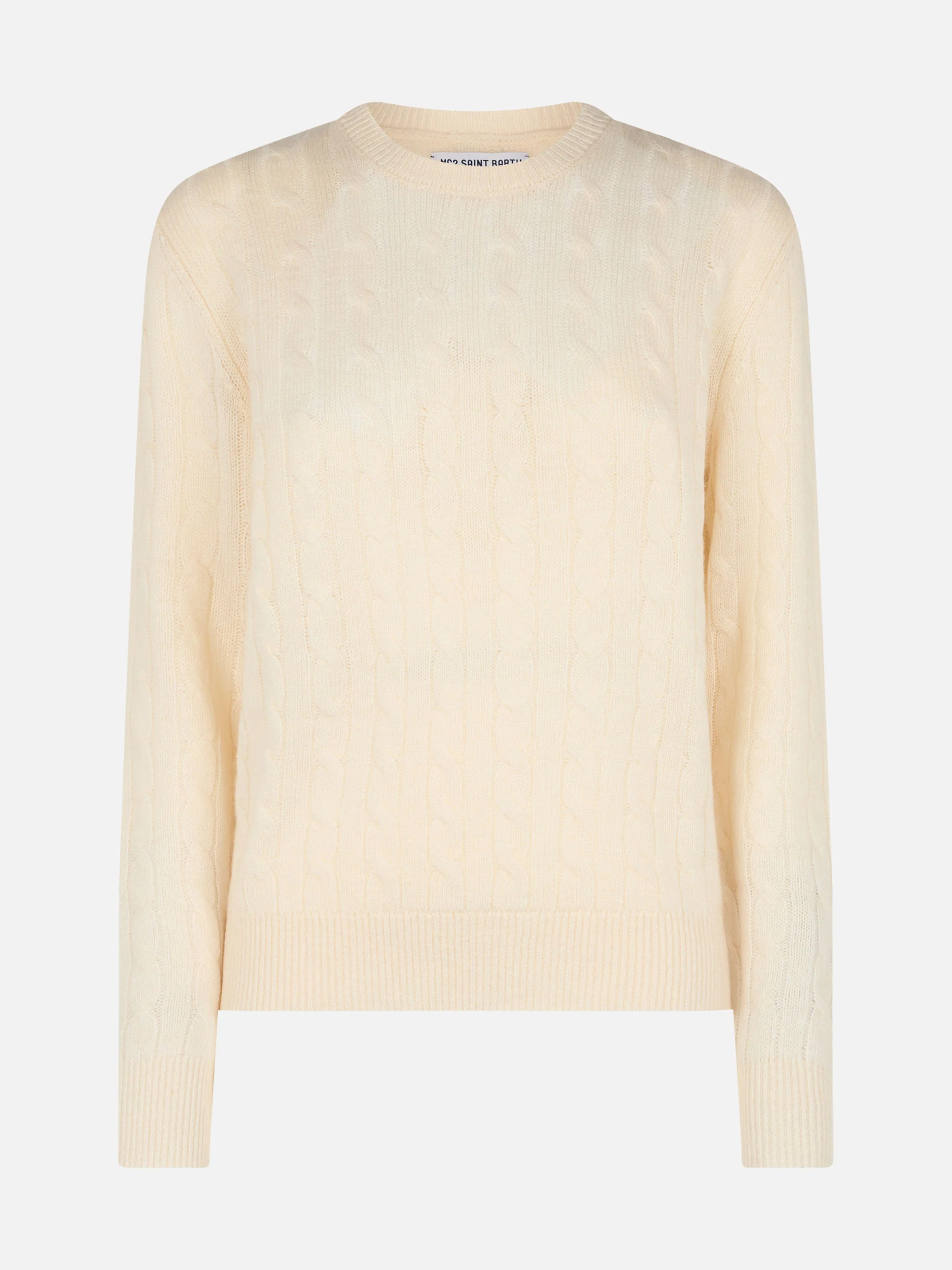 Maglia Sorbonne in misto cashmere bianco panna - Image 4