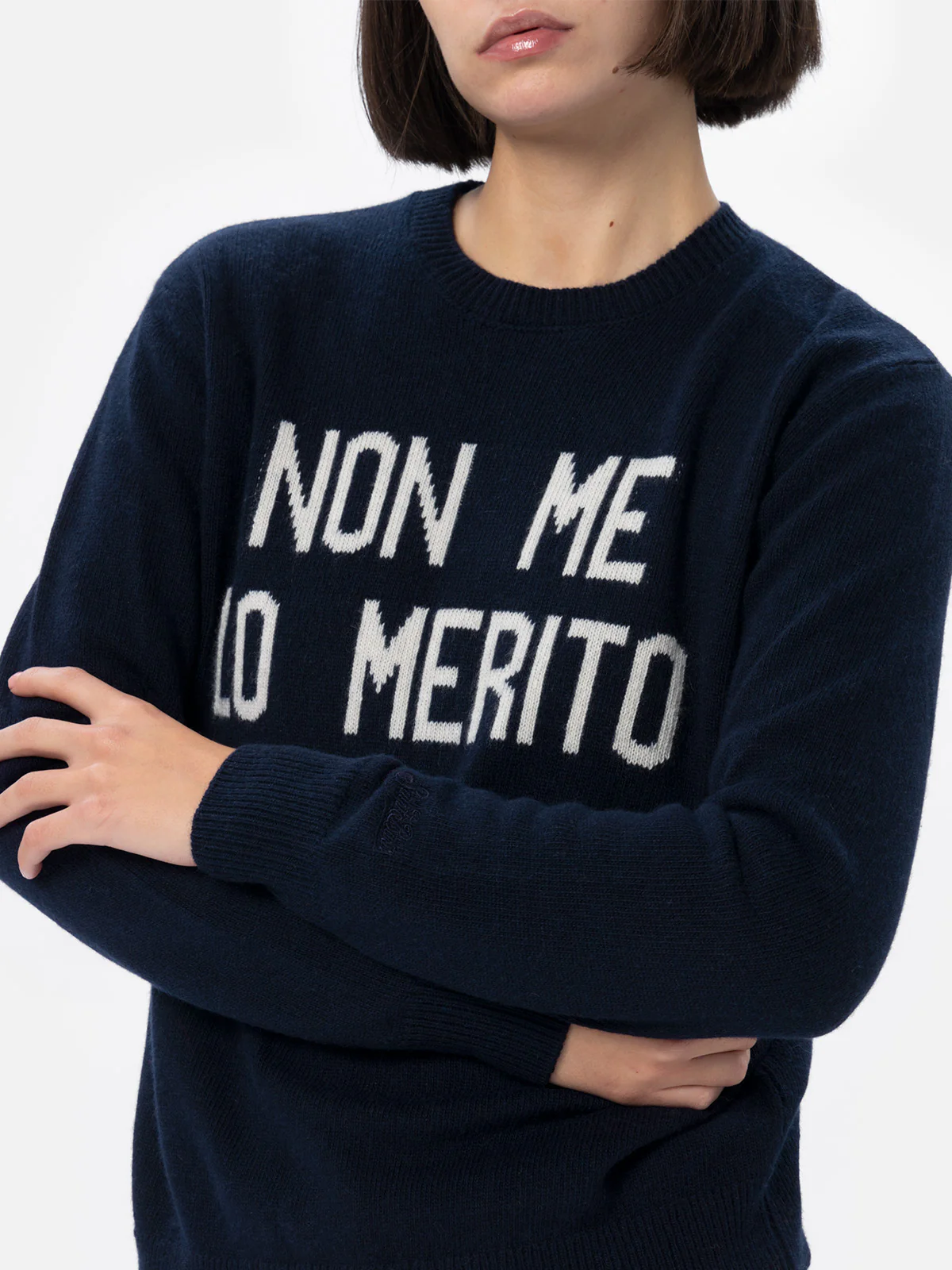 Maglia New Queen con jacquard Non me lo merito blu - Image 2