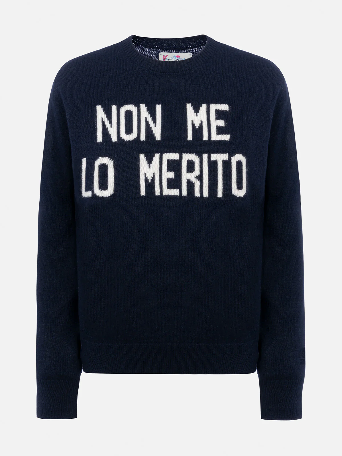 Maglia New Queen con jacquard Non me lo merito blu - Image 4