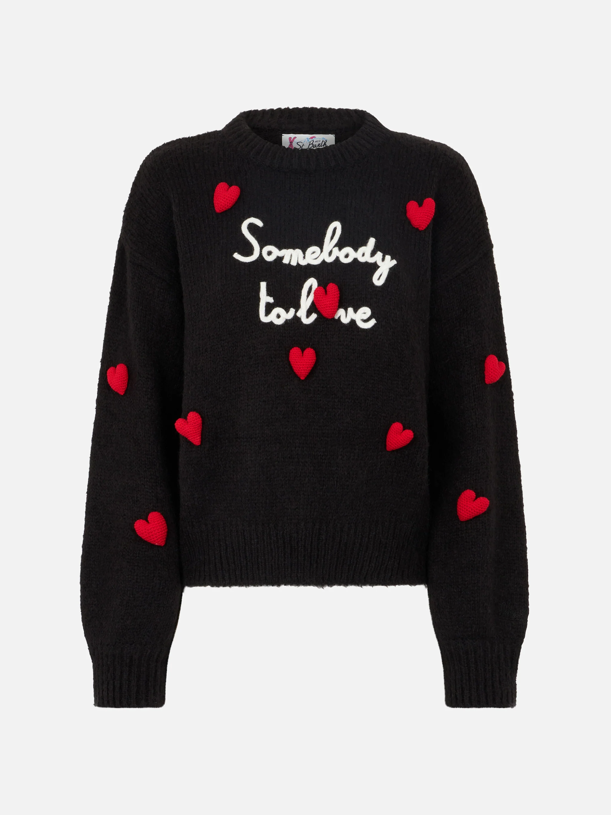 Maglione Danya Soft con ricamo Somebody to love e cuori crochet - Image 4