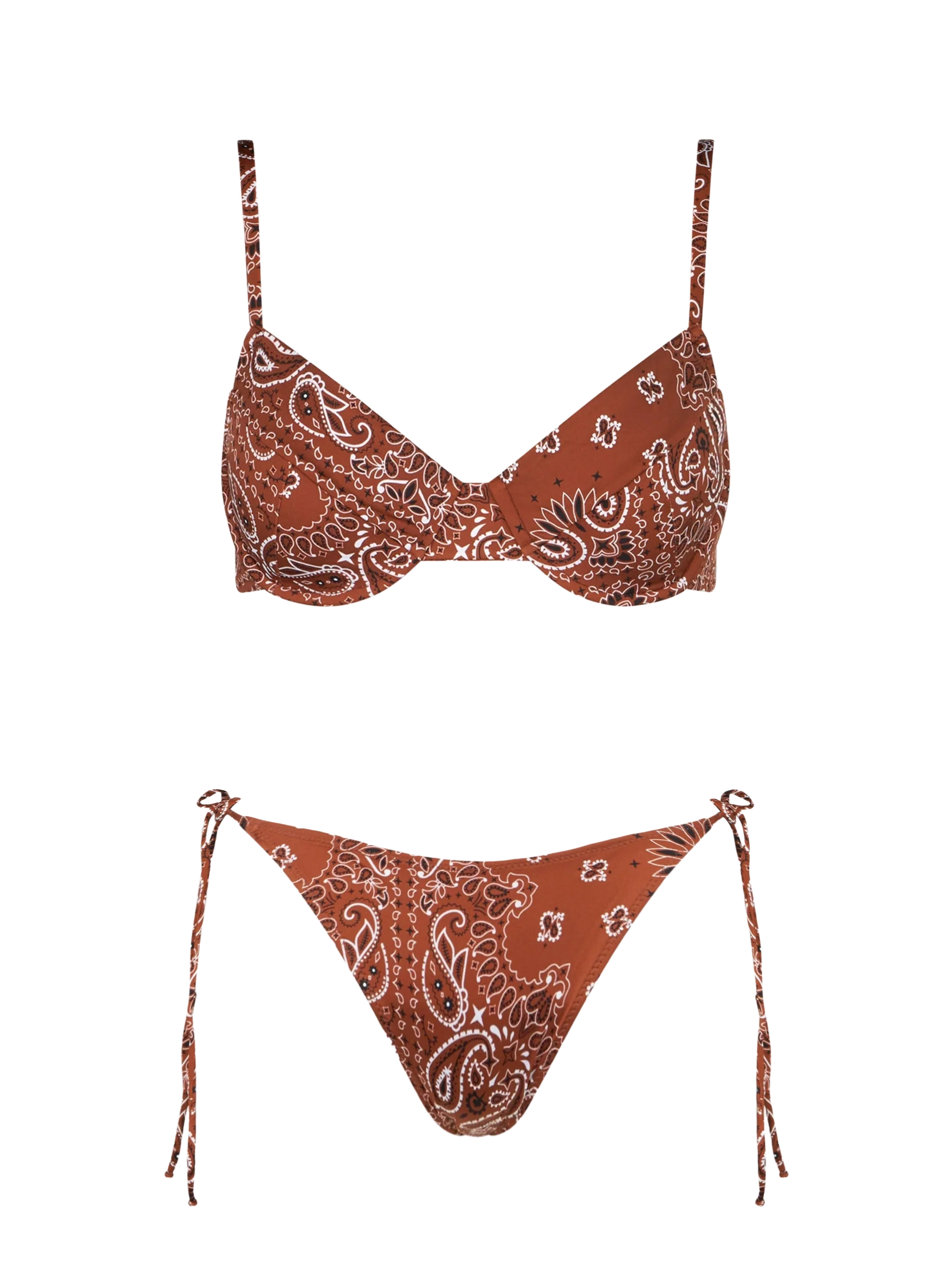 Bikini Bea Marielle bralette con ferretto stampa bandana marrone