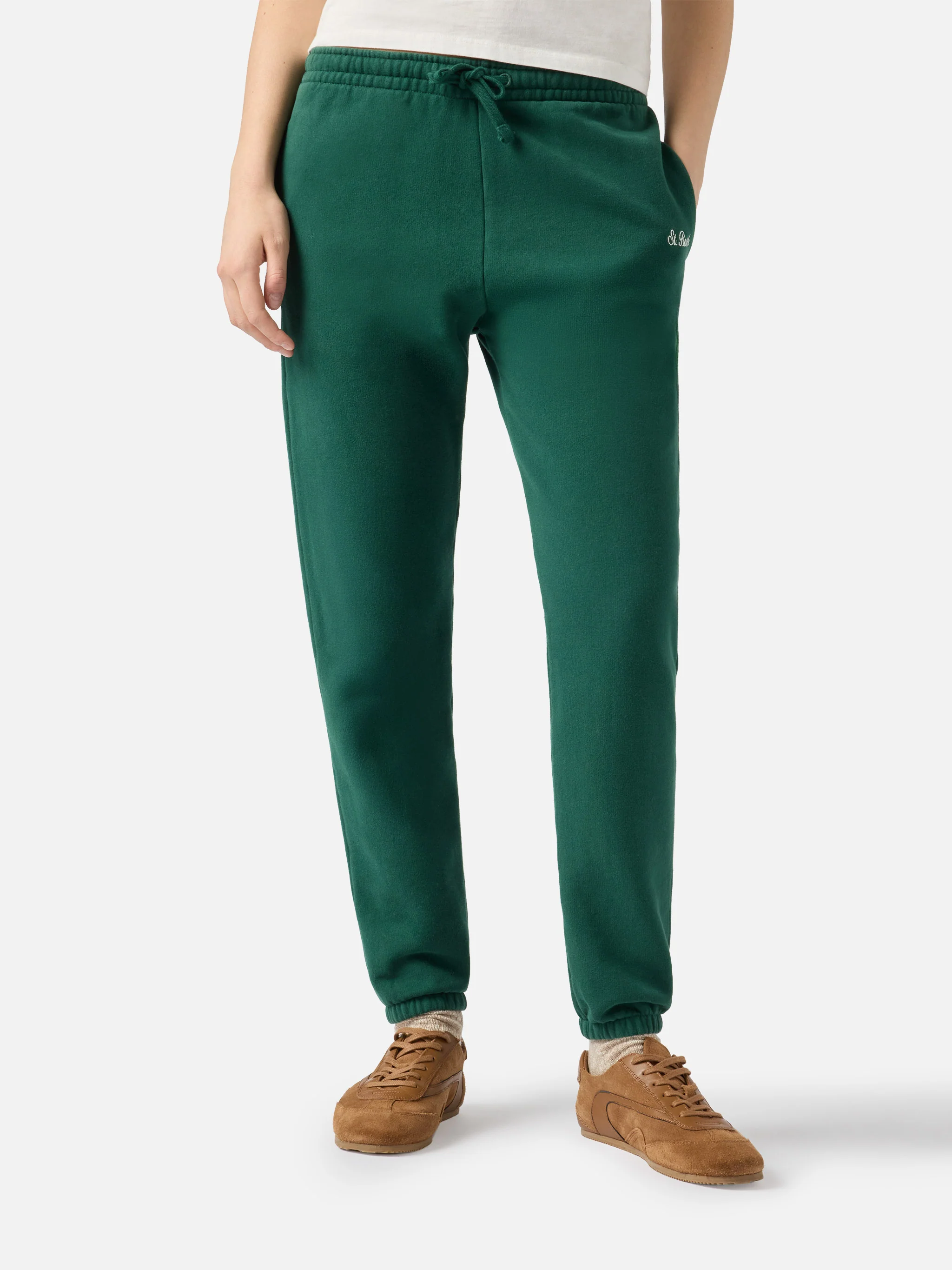 Pantaloni Odalys in felpa di cotone verde british - Image 2