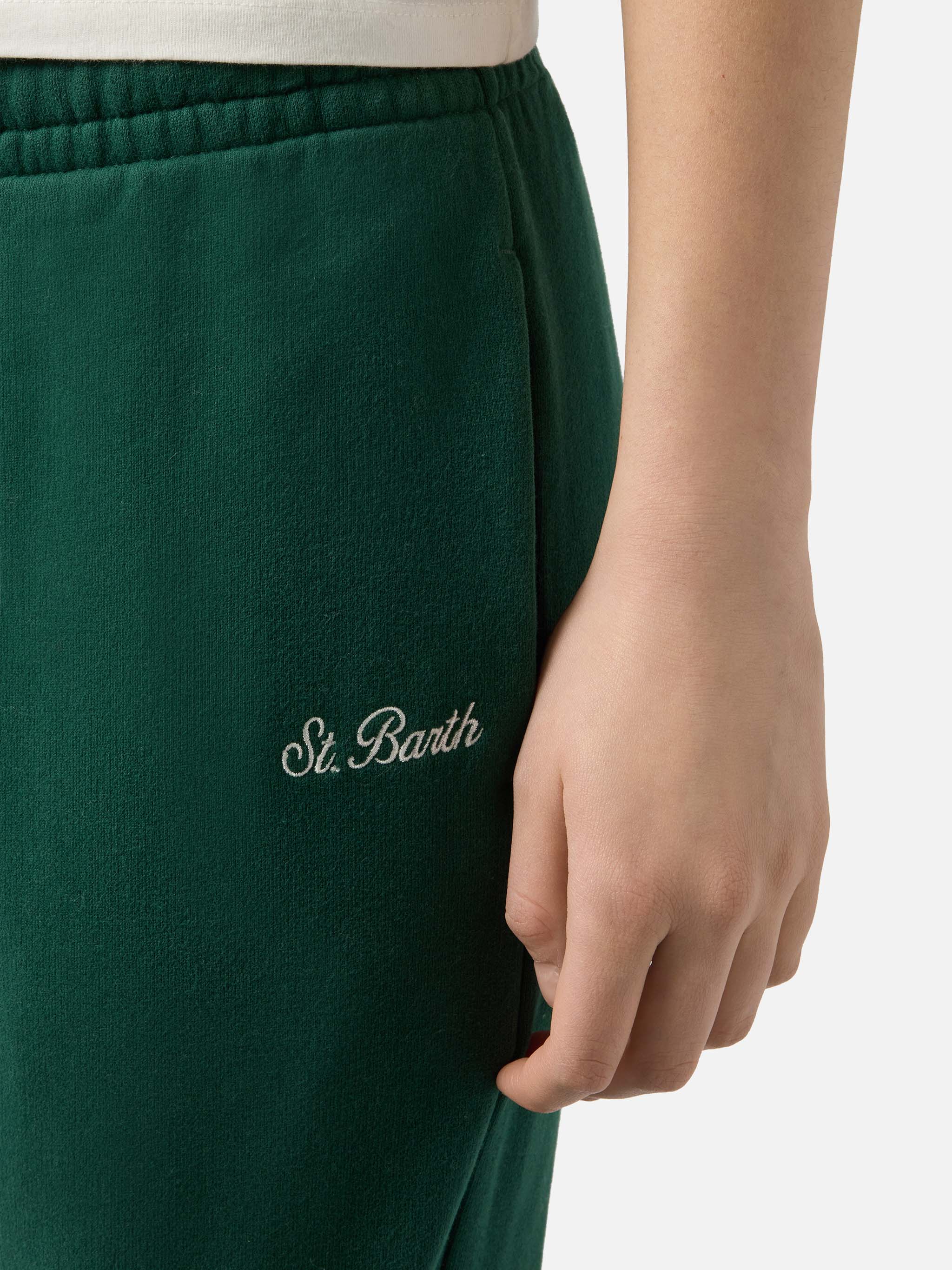 Pantaloni Odalys in felpa di cotone verde british - Image 3