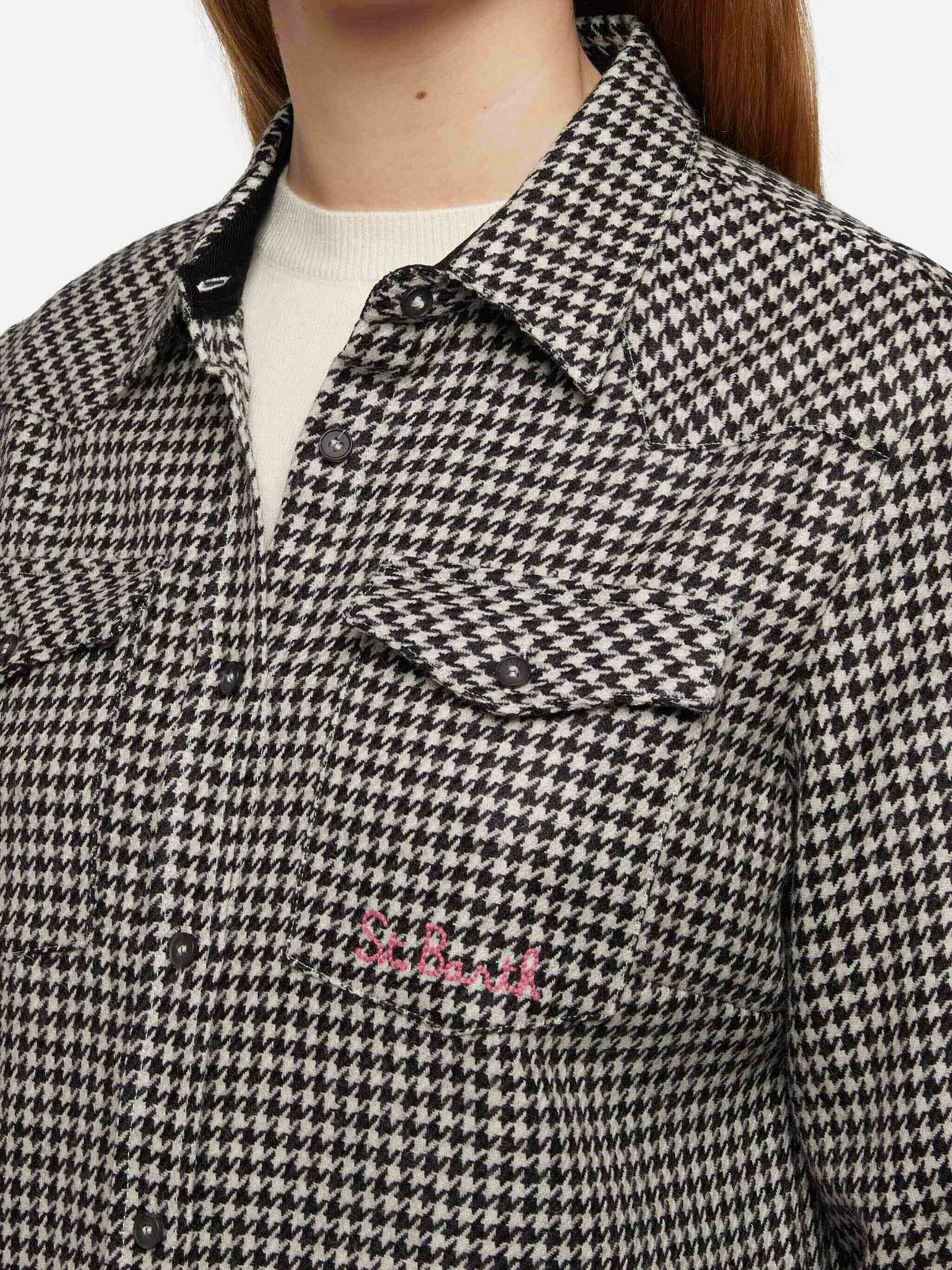 Camicia in lana Deer con stampa pied de poul - Image 2