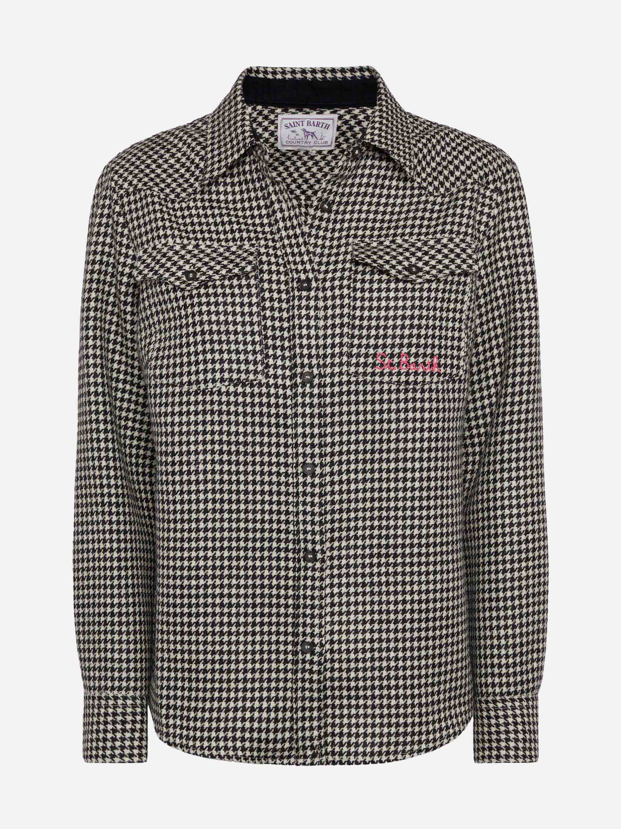 Camicia in lana Deer con stampa pied de poul - Image 4