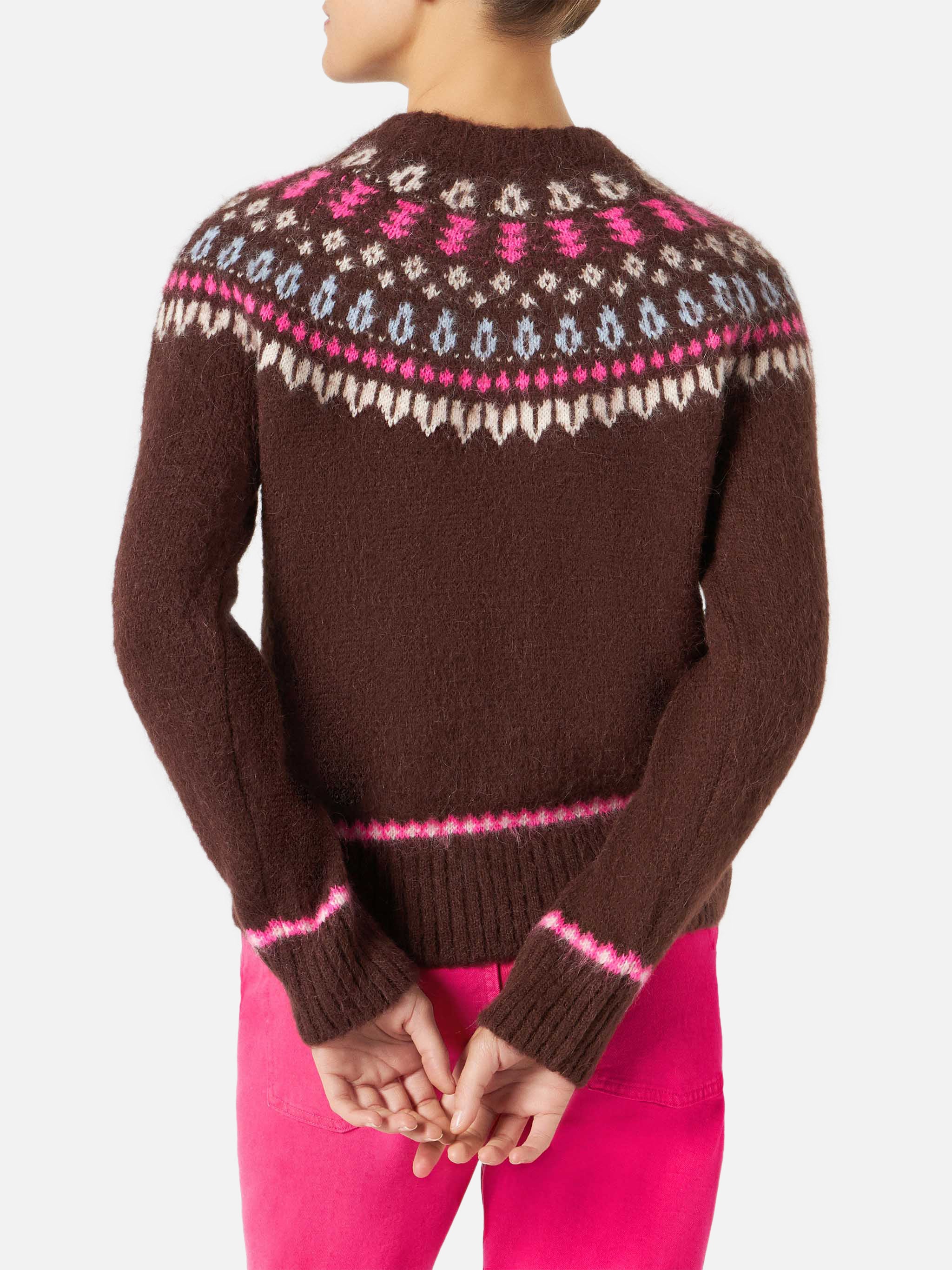 Maglione New Queen Nordic in maglia con jacquard marrone - Image 4