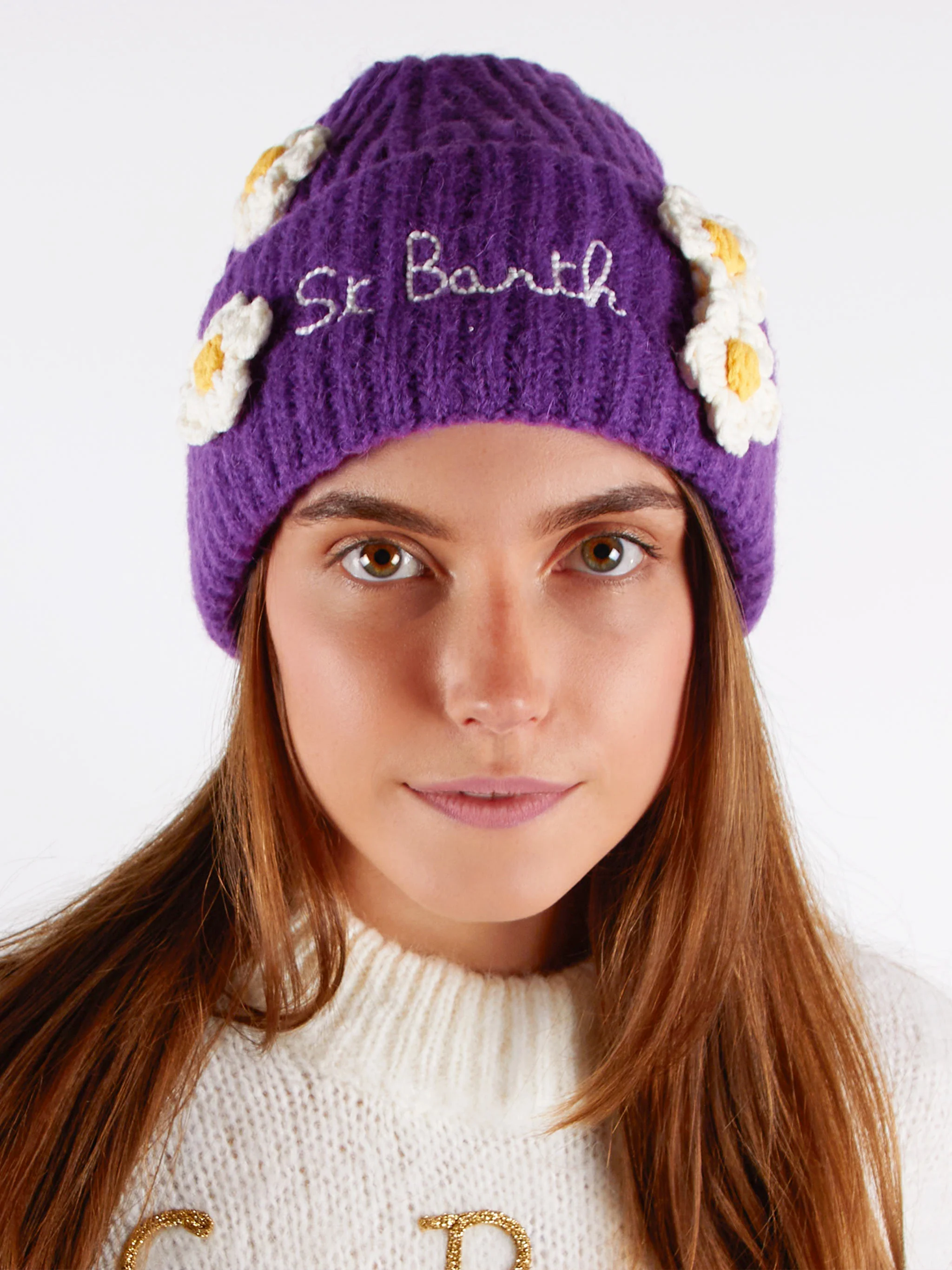 Berretto Wengen Soft con applicazioni margherite viola - Image 2