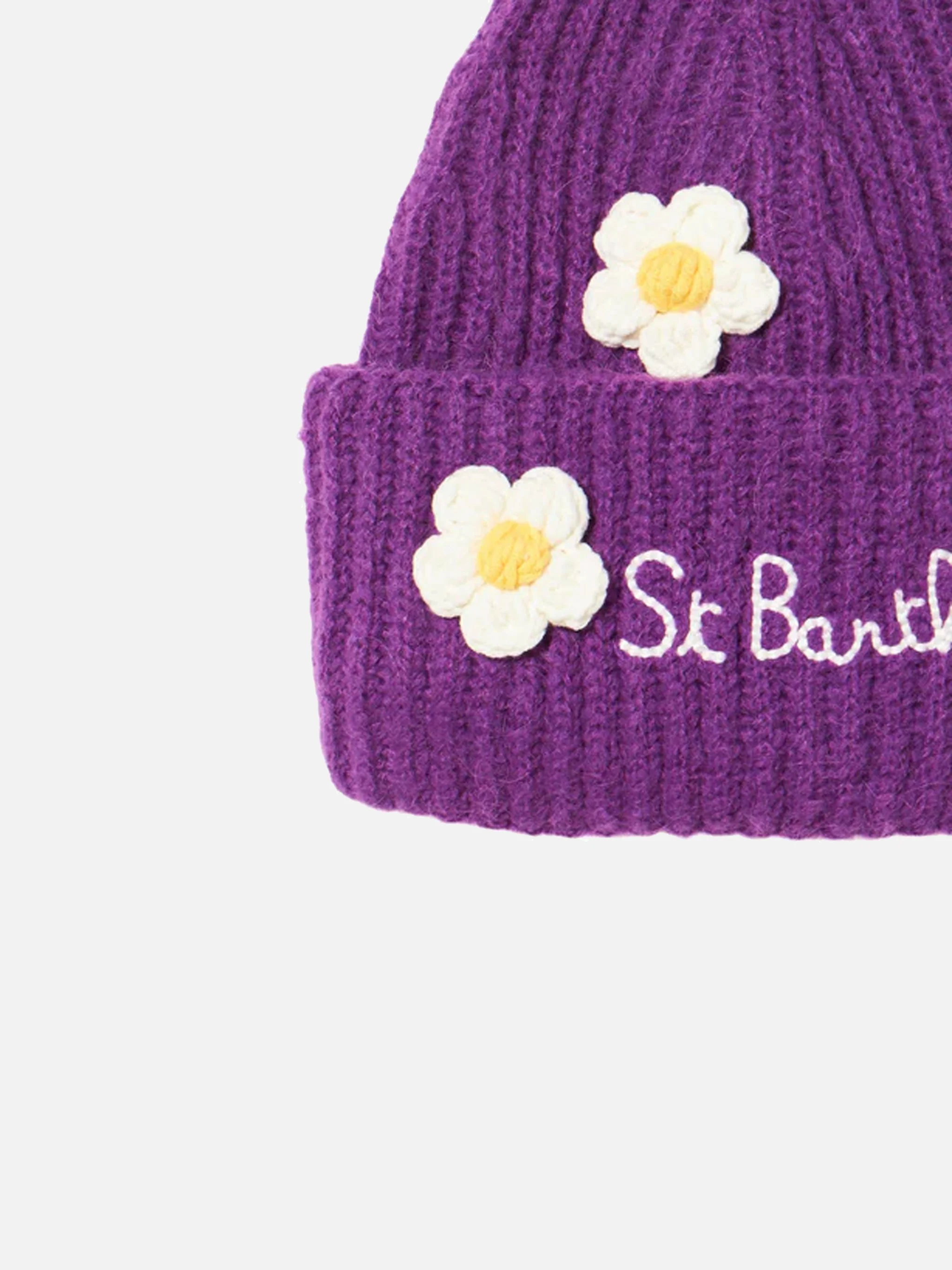 Berretto Wengen Soft con applicazioni margherite viola - Image 3