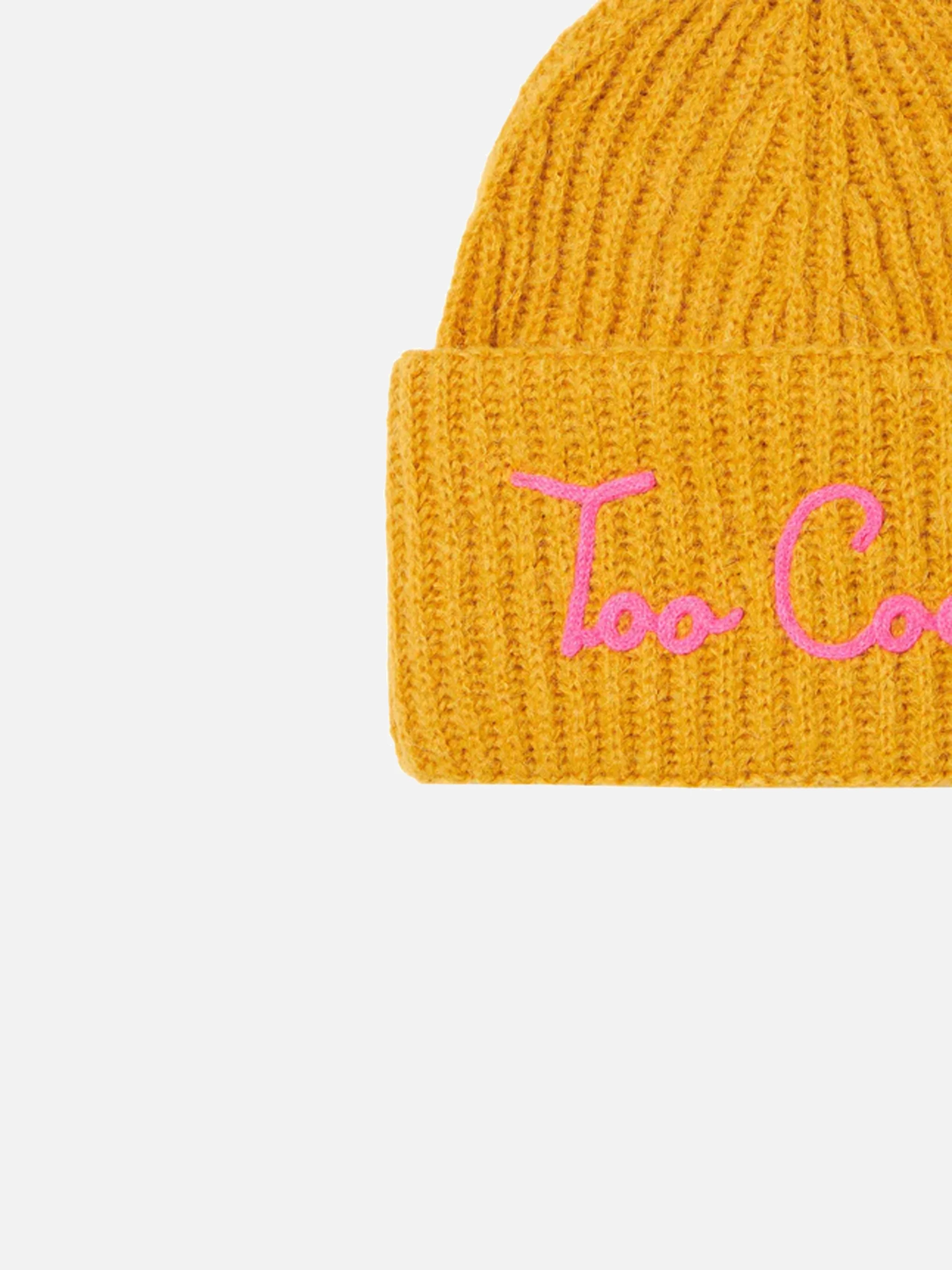 Cappello Wengen Soft in misto cashmere ocra con ricamo - Image 2