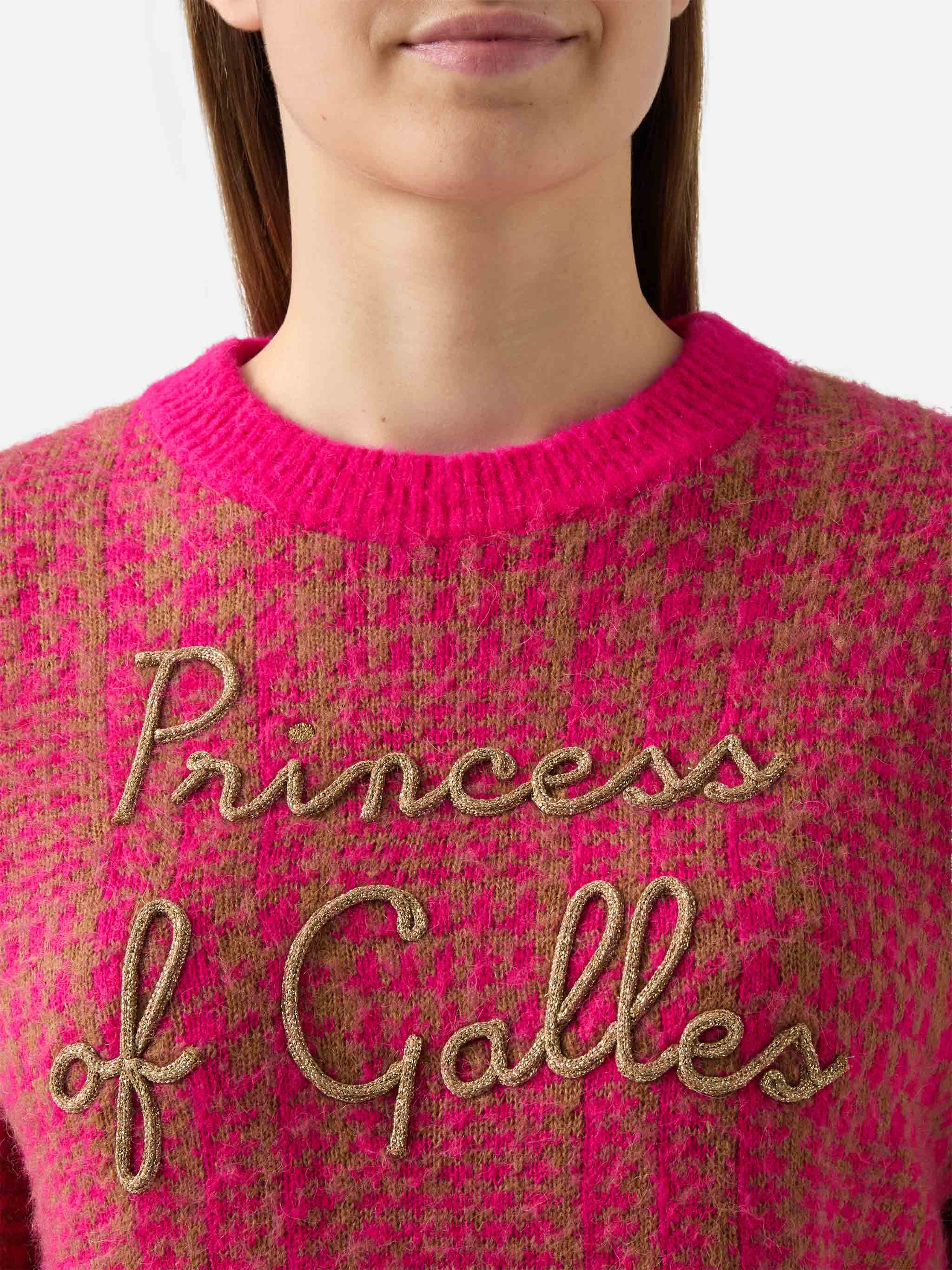 Maglione Danya Soft con fantasia Principe di Galles rosa - Image 3