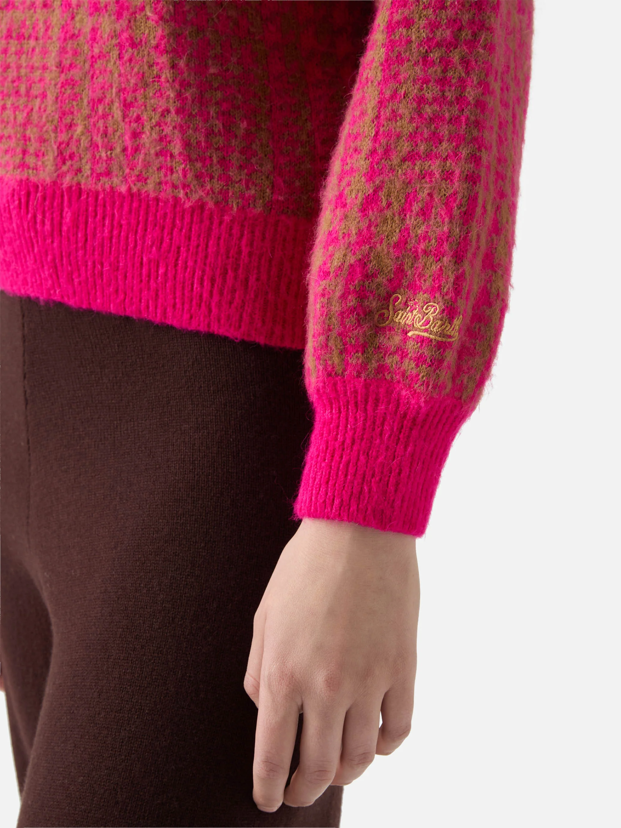 Maglione Danya Soft con fantasia Principe di Galles rosa - Image 5